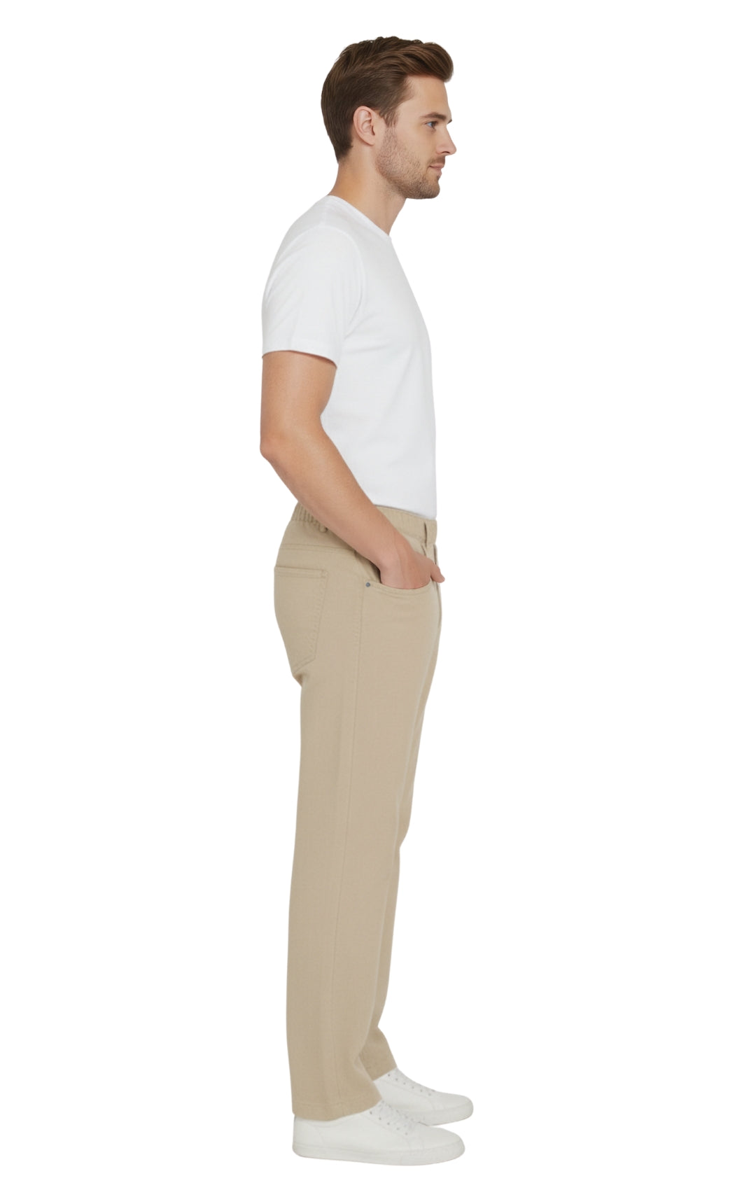 Men's Casual Elastic Waist Denim & Twill Pull on Jeans Pants