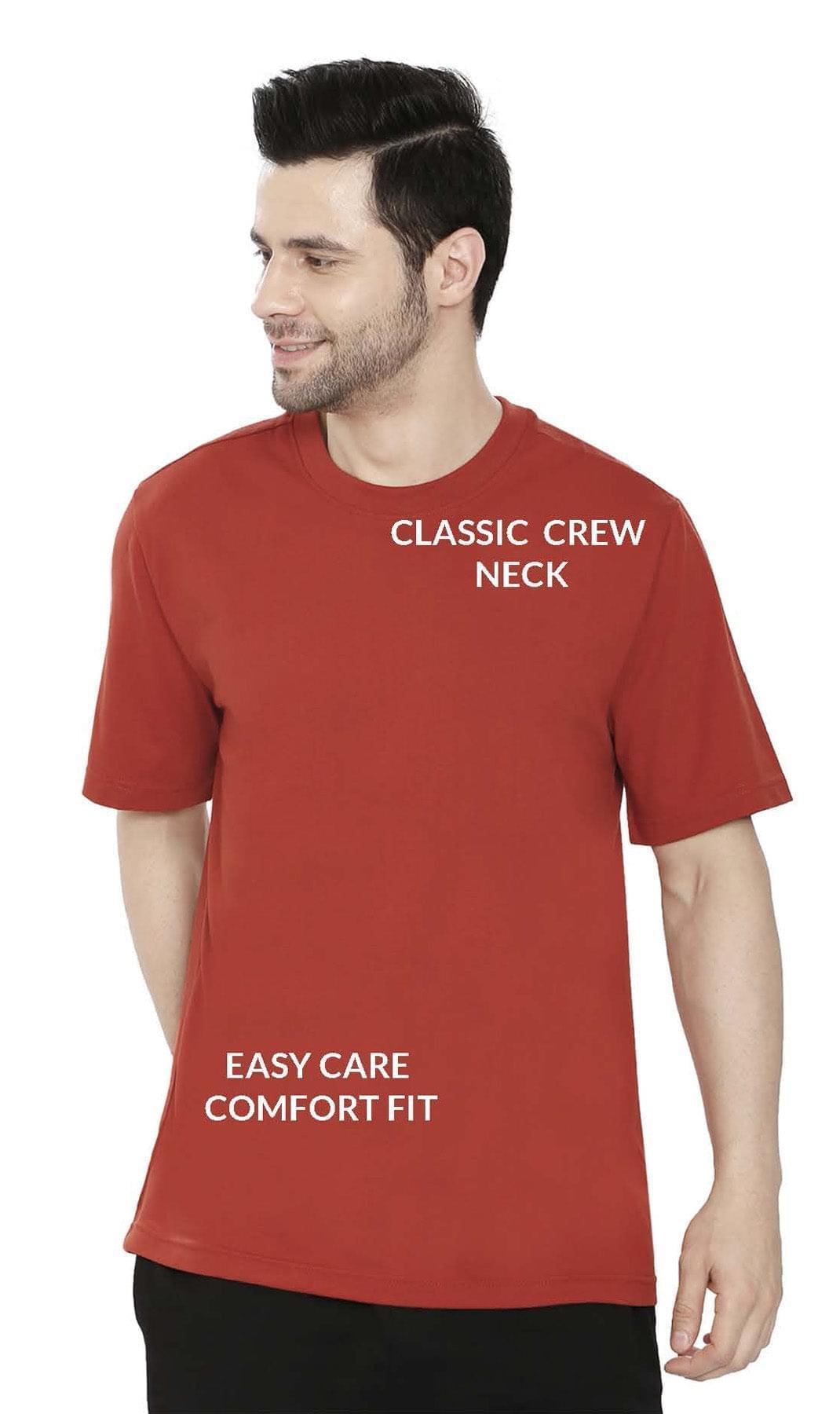 Men's Crew Neck Solid Color T-shirt in Short Sleeves and Relaxed Fit
