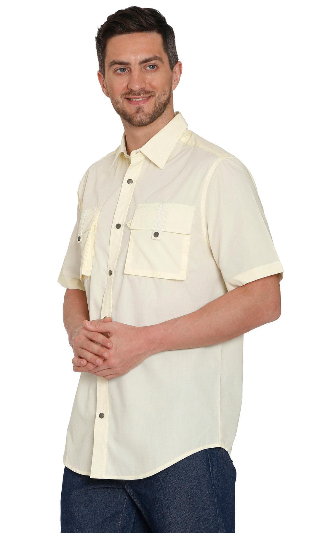 Men's Short Sleeve Easy Snap Explorer Shirt With Multi-Pockets and cool back mesh