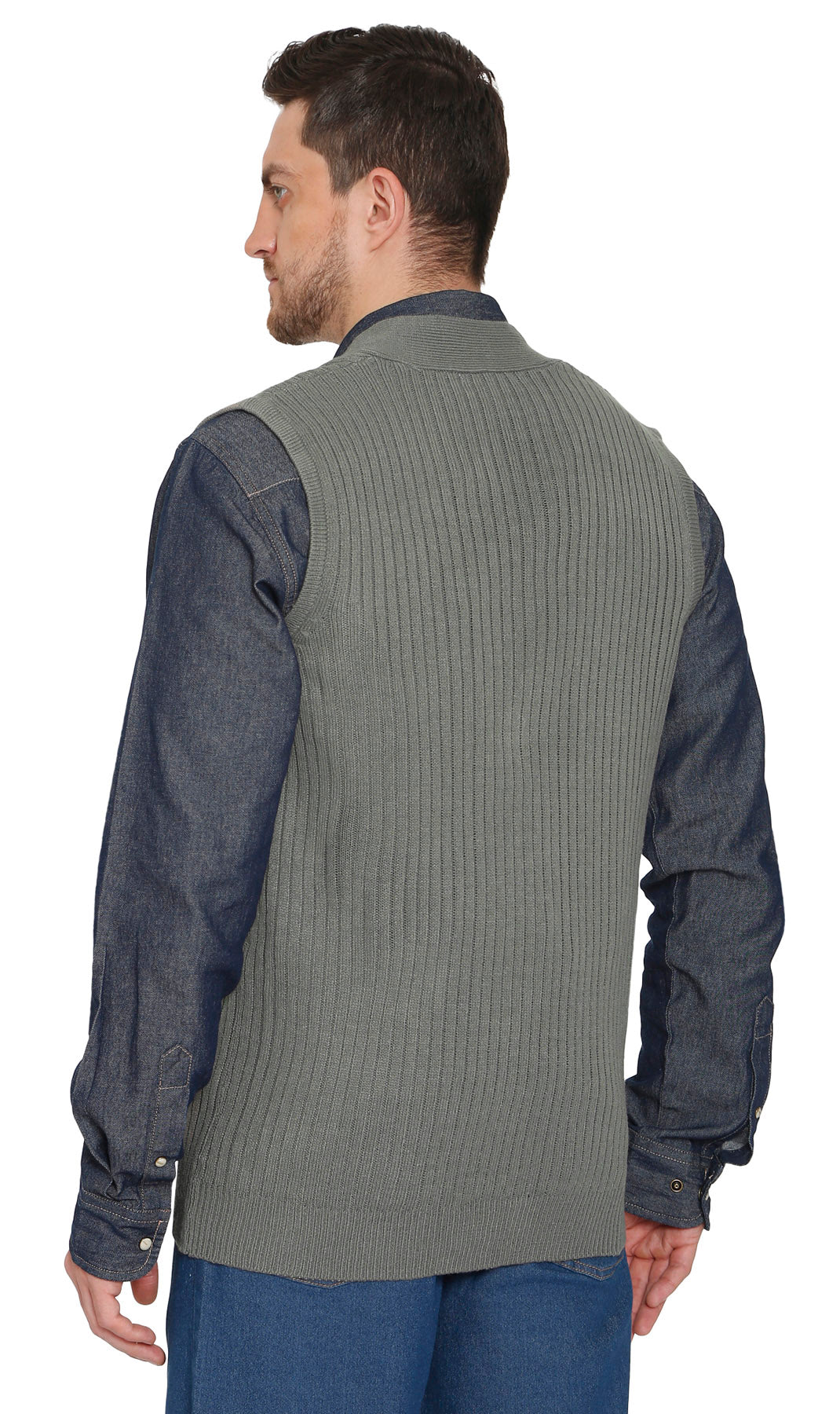 Men's Relaxed Fit Rib Knit Sweater Vest - Button Front with Pockets