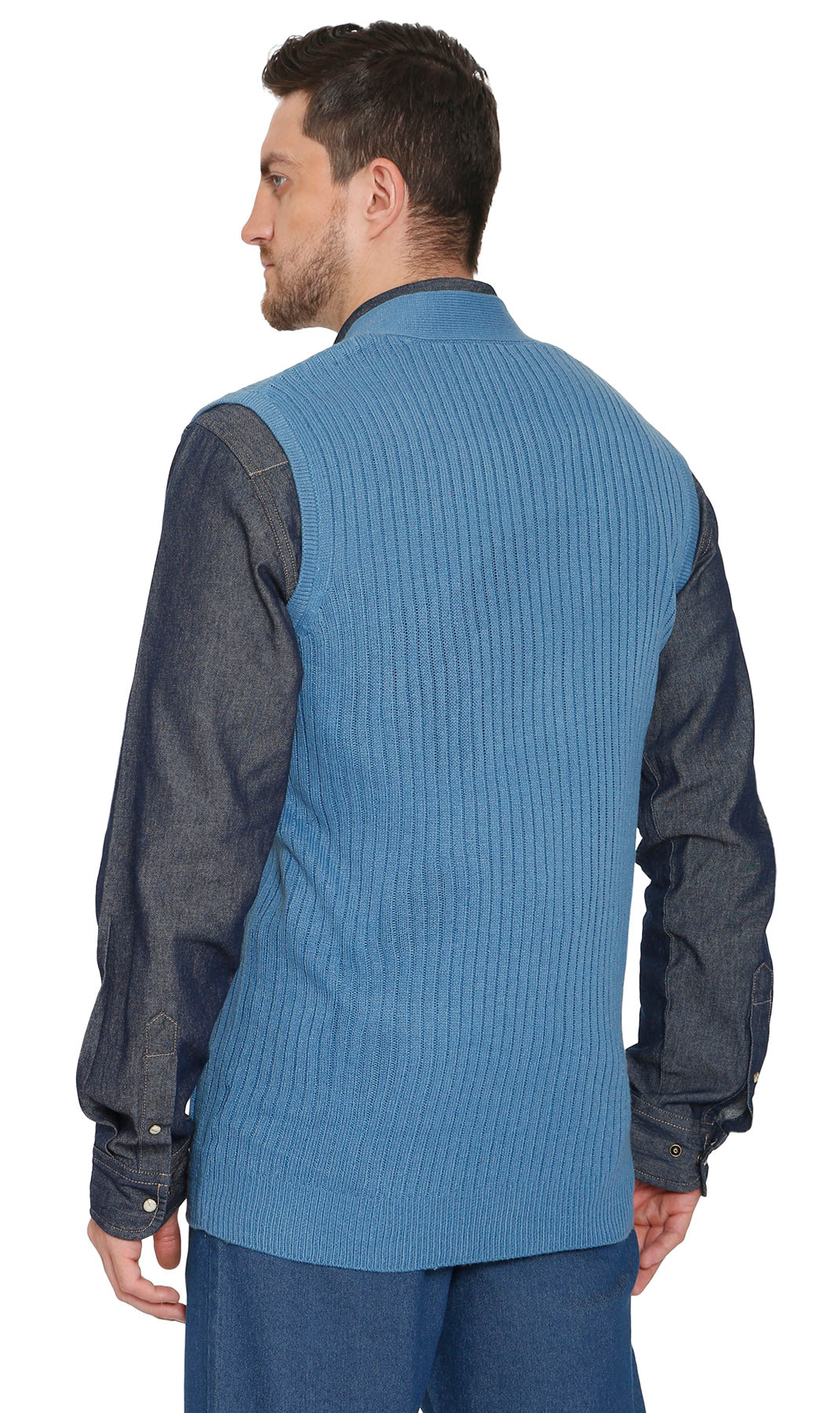 Men's Relaxed Fit Rib Knit Sweater Vest - Button Front with Pockets