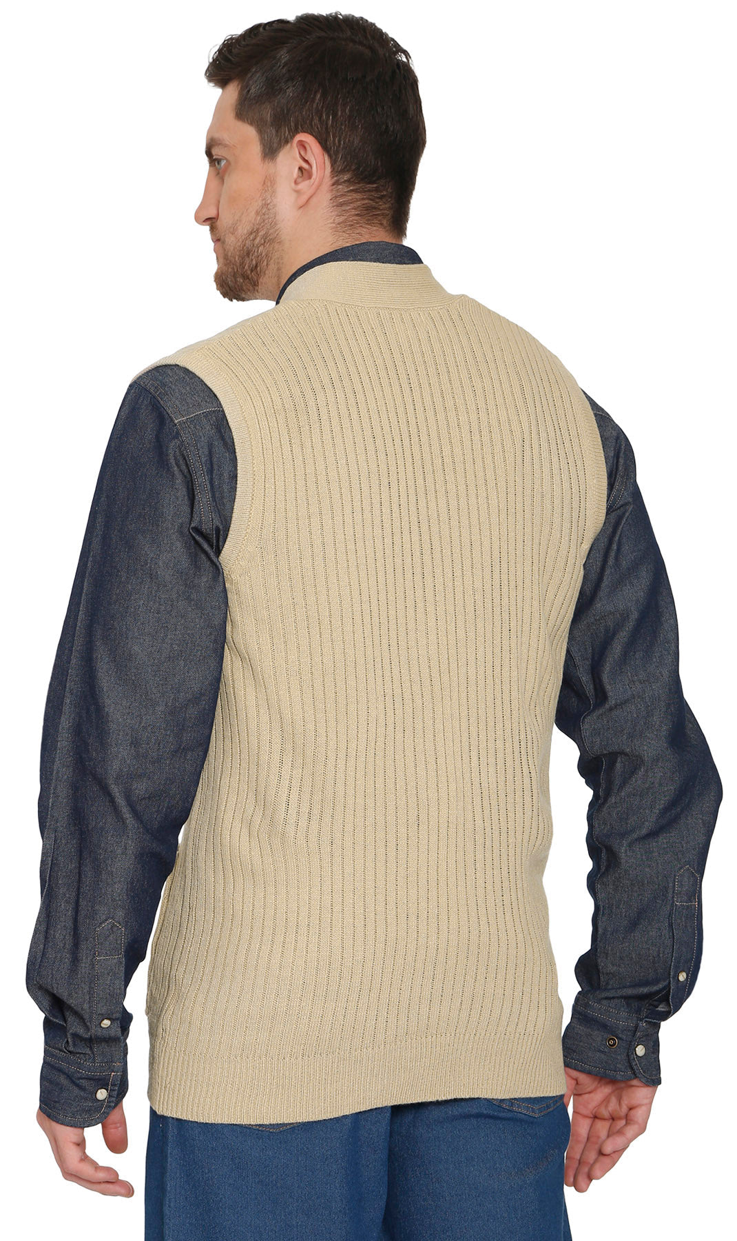 Men's Relaxed Fit Rib Knit Sweater Vest - Button Front with Pockets