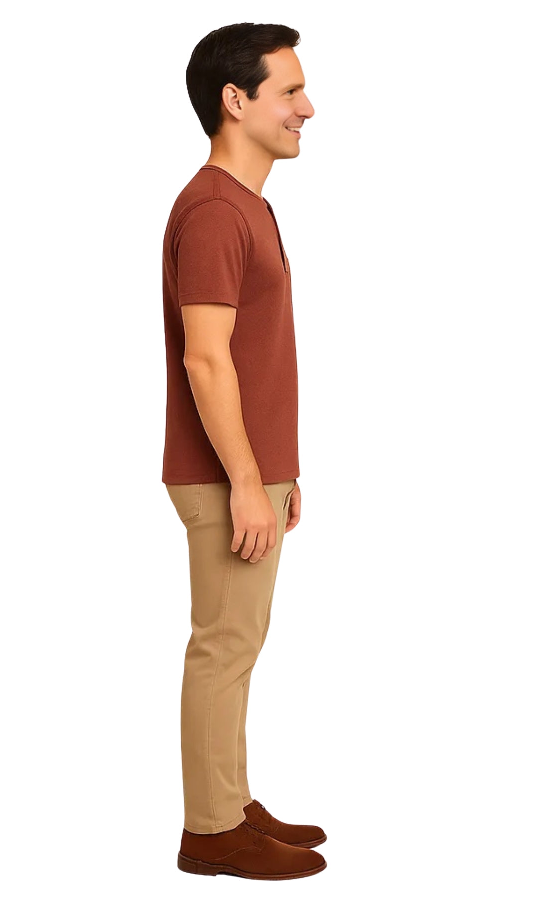 Men's Short Sleeve Henley Relaxed Fit Shirt with Pocket