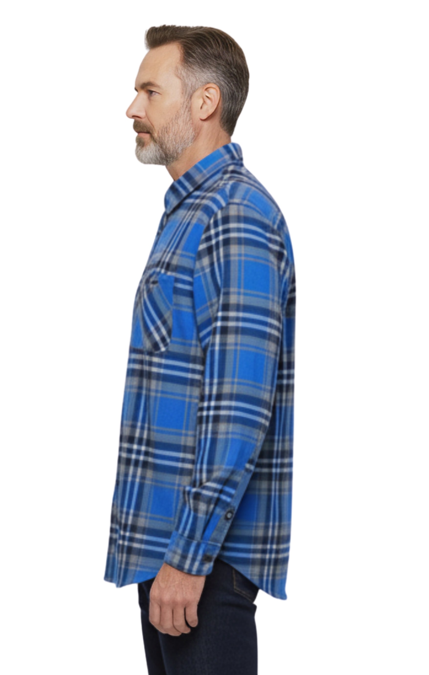 Men's Heathered Fleece Overshirt with Chest Pockets and Tortoise-shell patterned Buttons