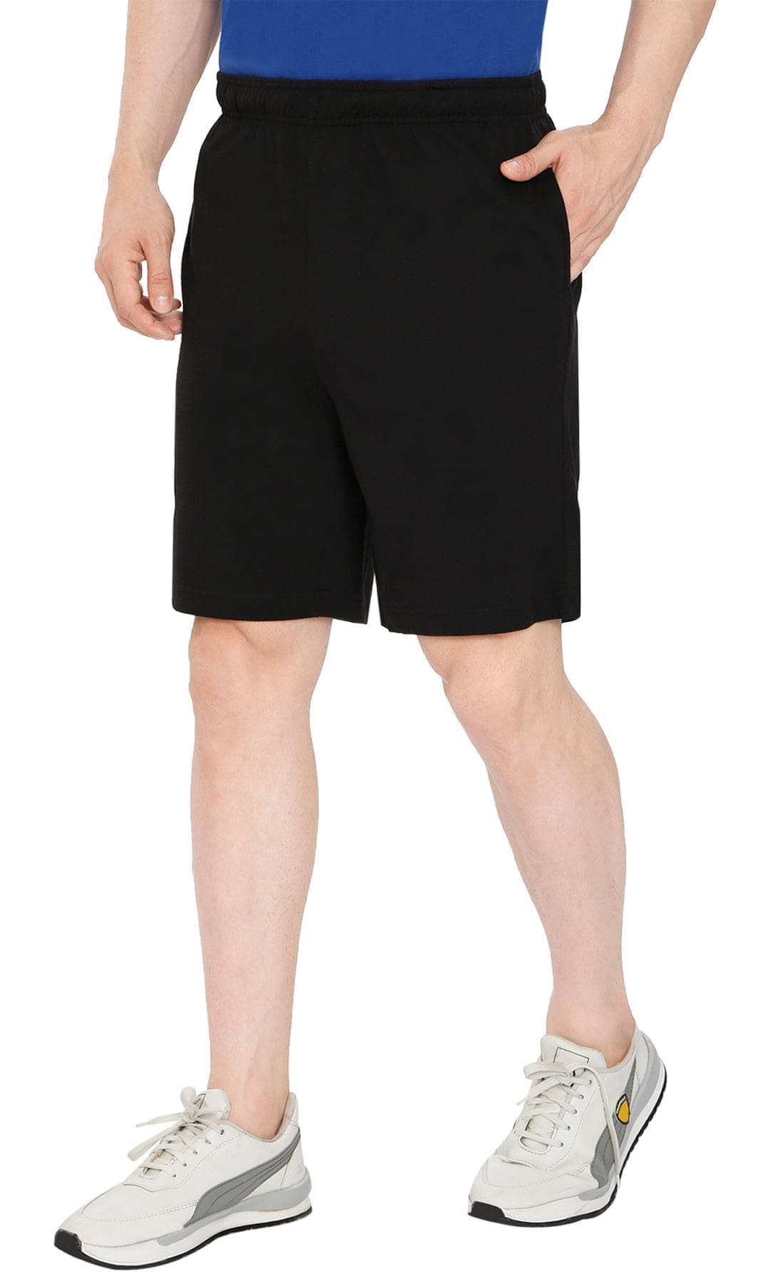 Mens Cotton Knit Shorts with Elastic Waistband and Inner Drawstrings