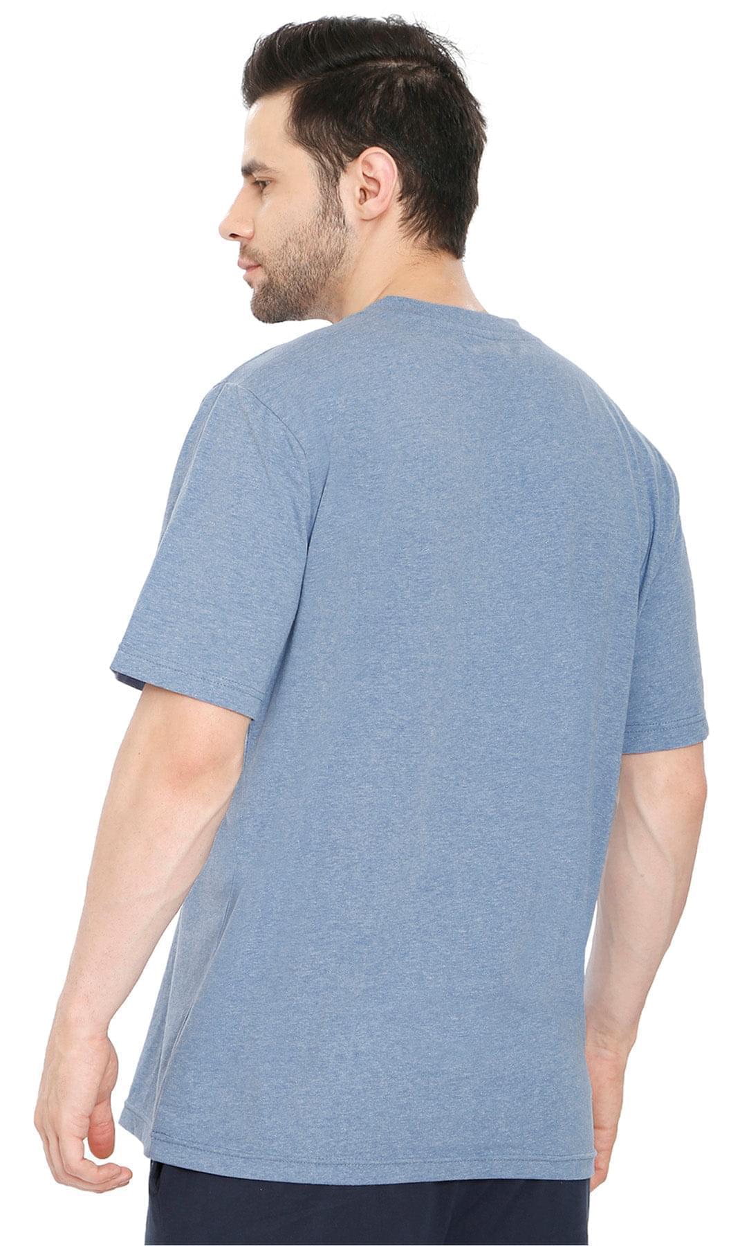 Men’s Short Sleeve Relaxed Fit V-Neck T-Shirt in Cotton Blend with Pocket