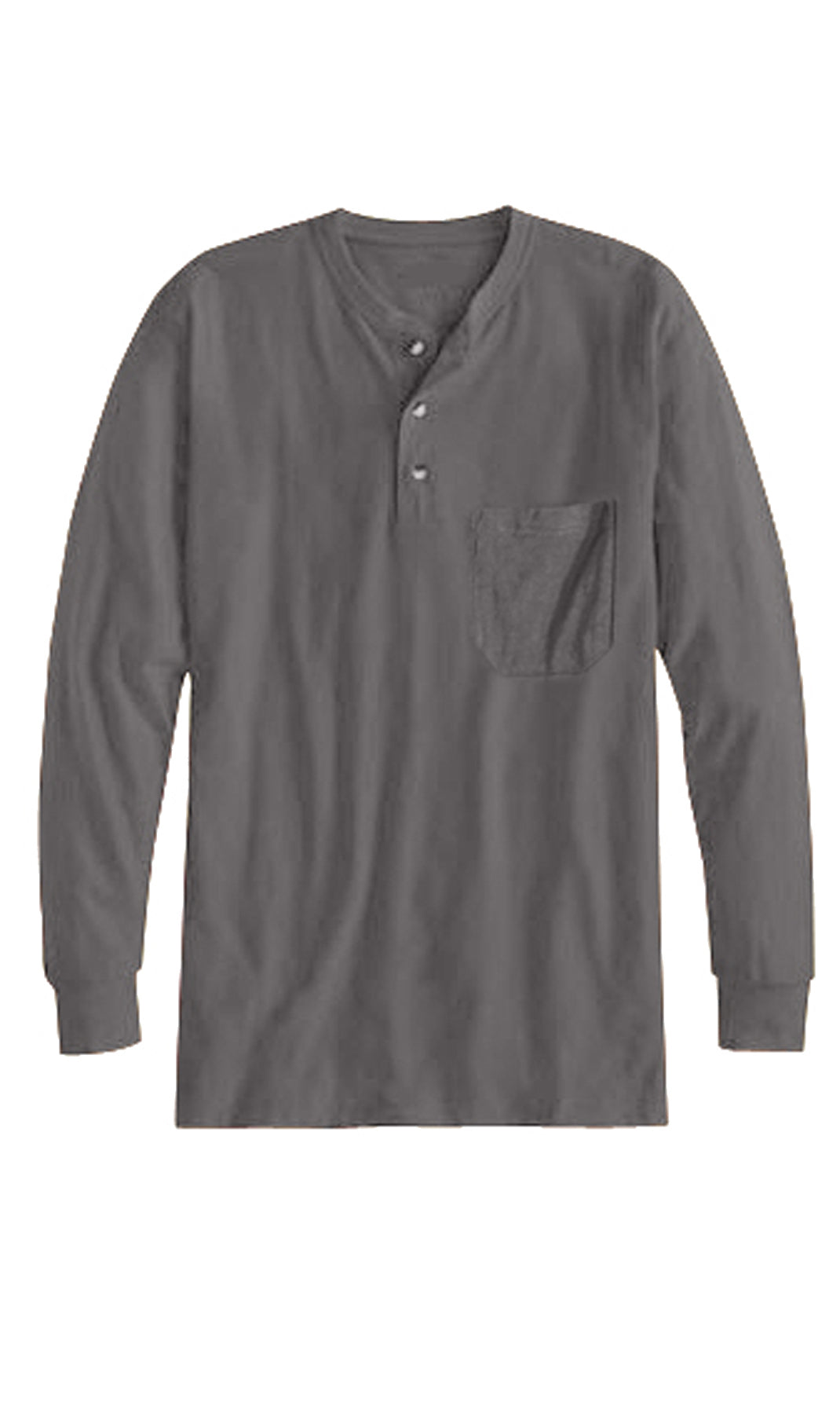 Men's Long Sleeve Henley shirt in cotton blend with 3 Button Placket & Chest Pocket