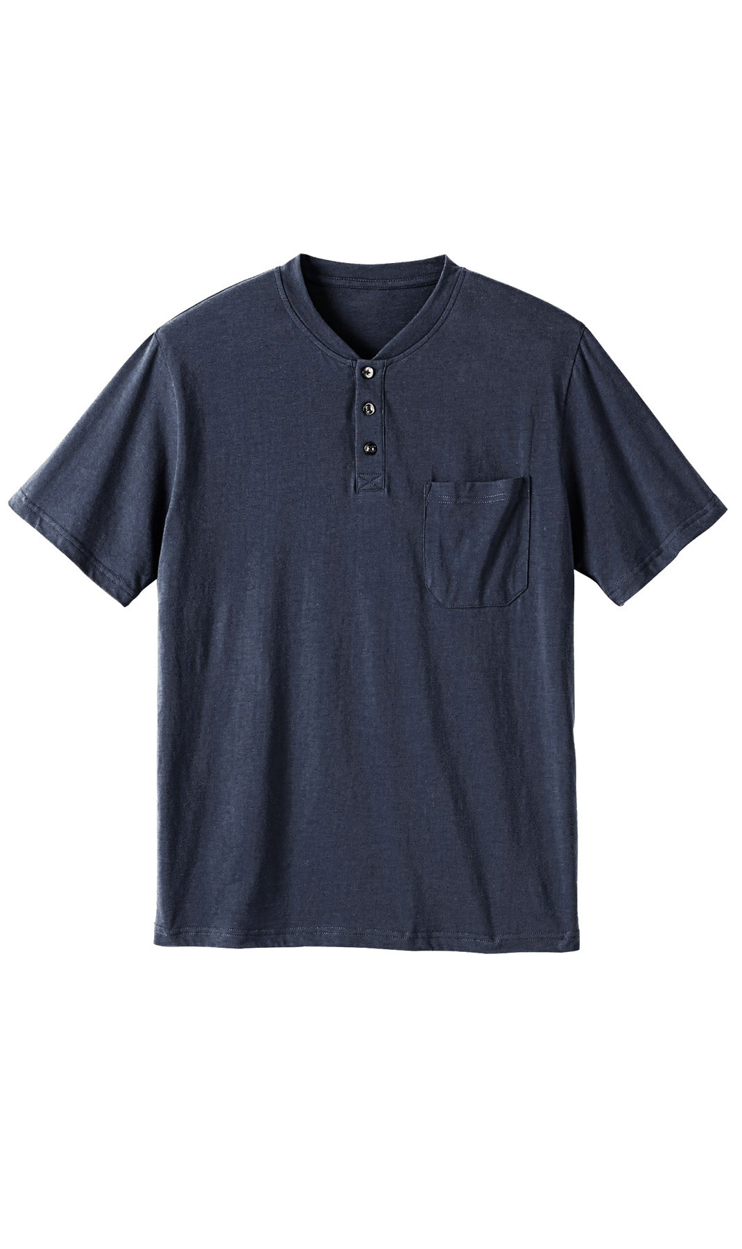 Men's Short Sleeve Henley Relaxed Fit Shirt with Pocket