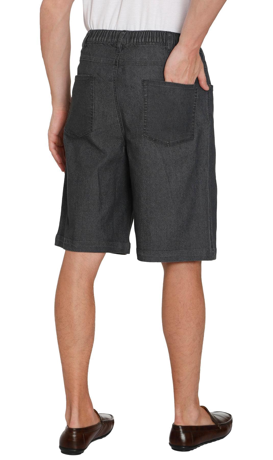 Men's Stretch Waist Pull On Shorts  in Denim and Twill - Free of Buttons & Snaps