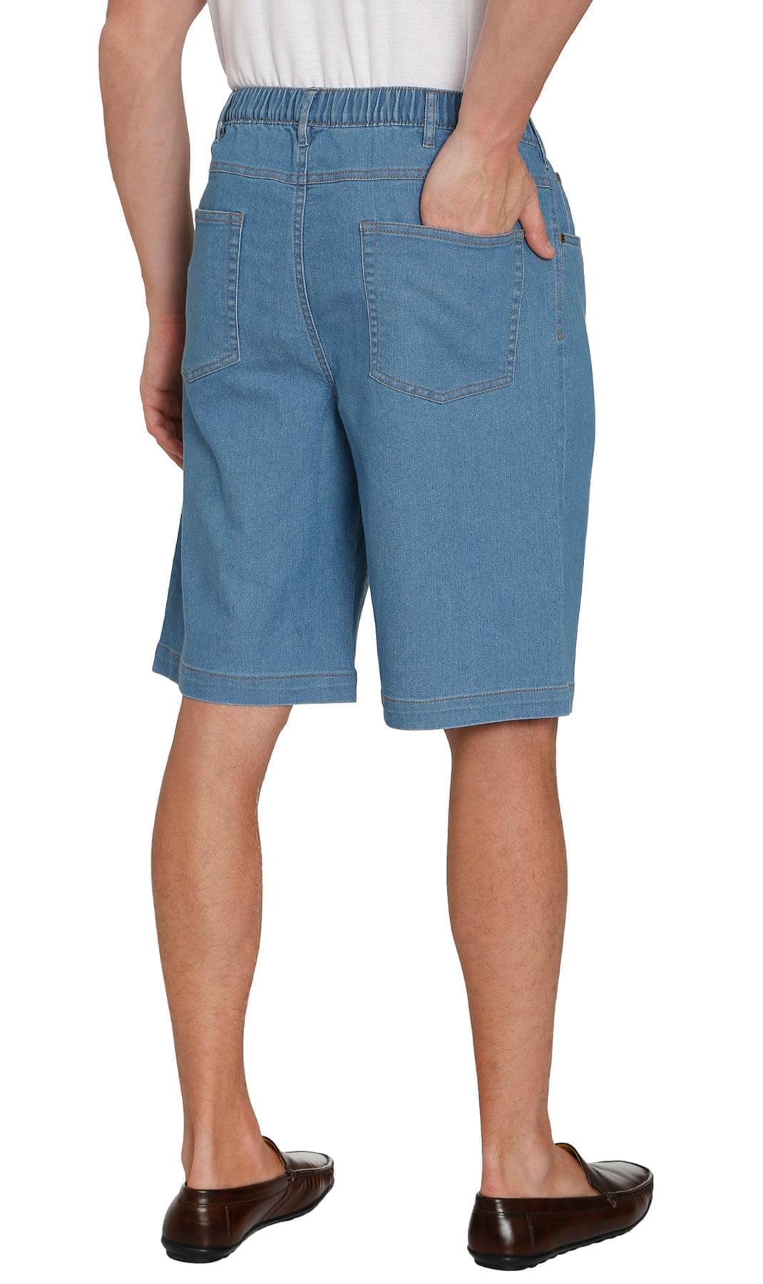 Men's Stretch Waist Pull On Shorts  in Denim and Twill - Free of Buttons & Snaps