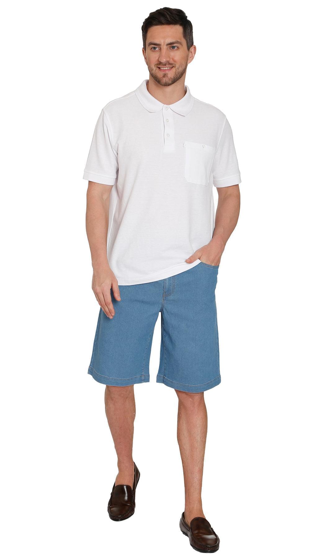 Men's Stretch Waist Pull On Shorts  in Denim and Twill - Free of Buttons & Snaps