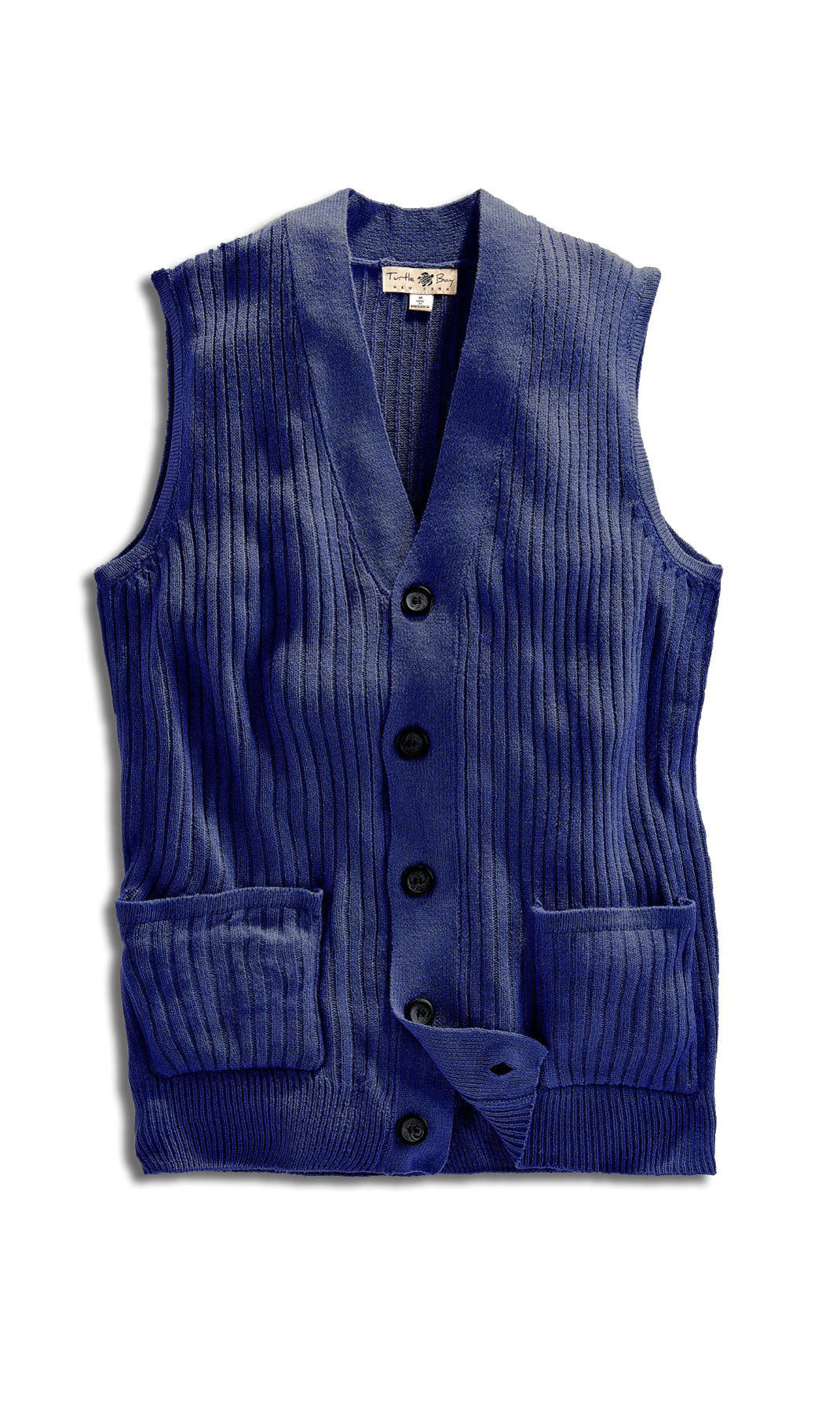 Men's Relaxed Fit Rib Knit Sweater Vest - Button Front with Pockets