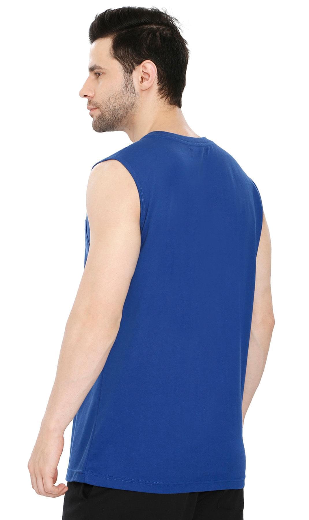Mens Sleeveless T-Shirt with Pocket - A No Cling Comfort Fit Tank