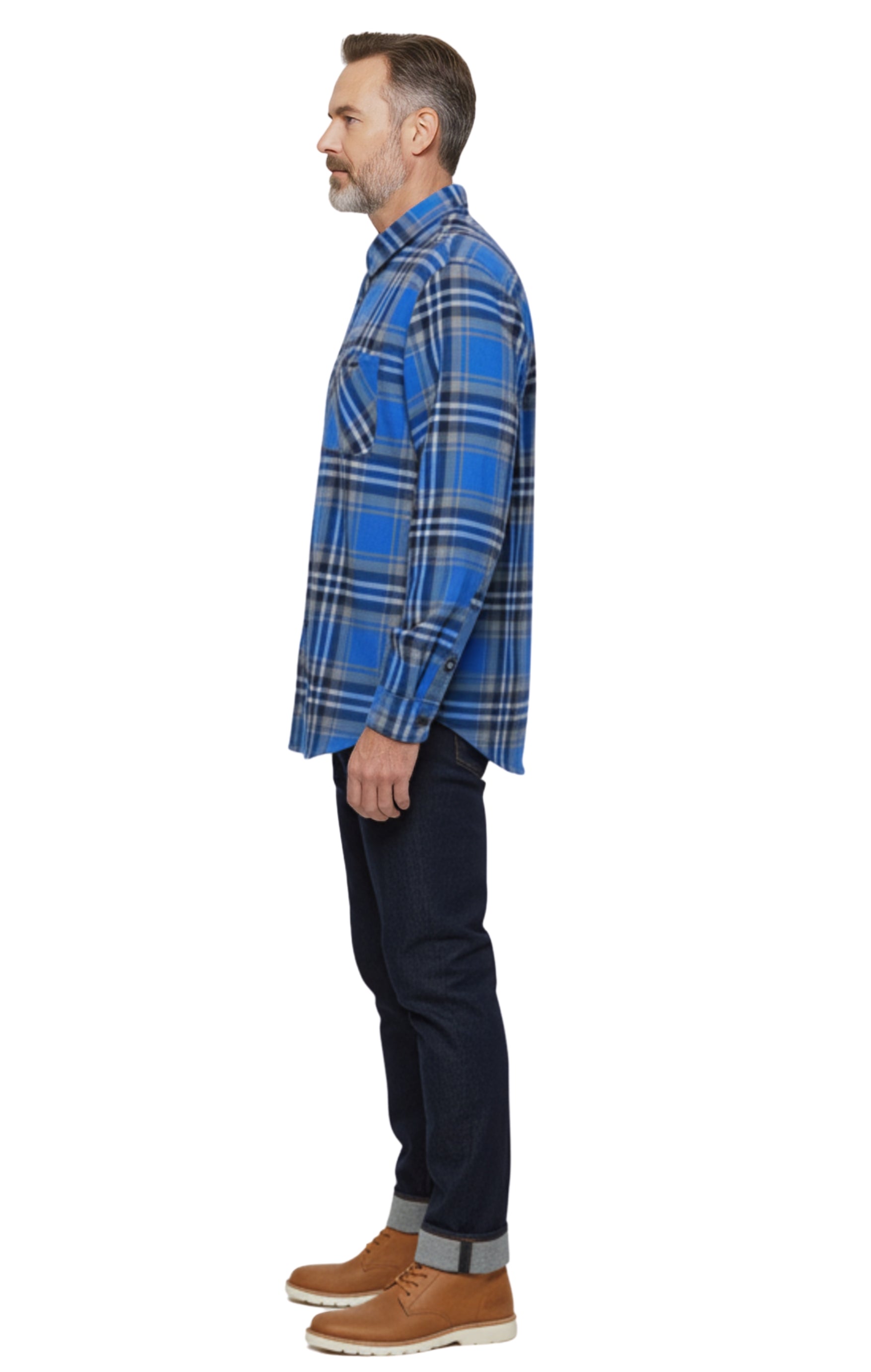 Men's Heathered Fleece Overshirt with Chest Pockets and Tortoise-shell patterned Buttons