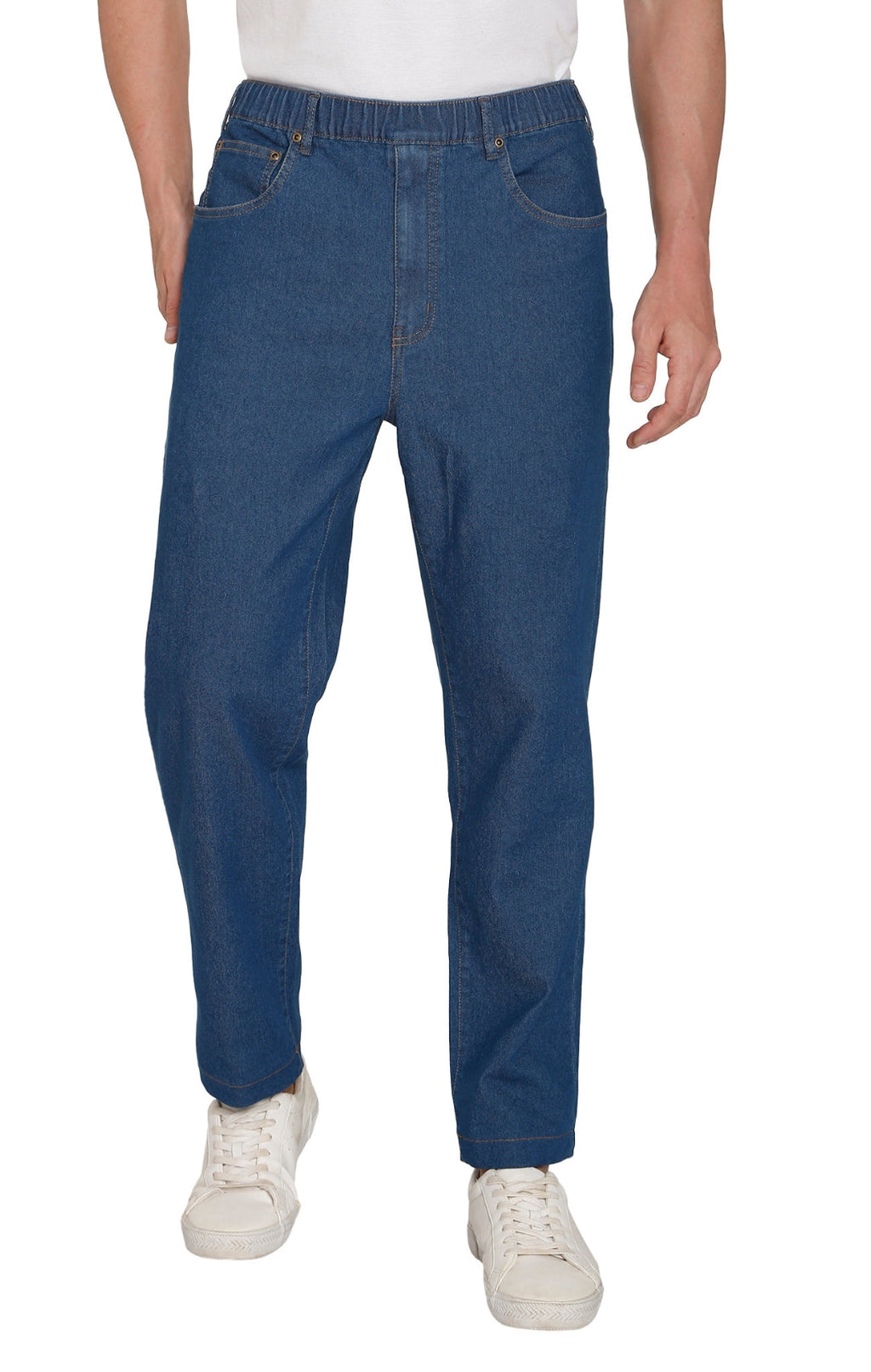 Men's Casual Elastic Waist Denim & Twill Pull on Jeans Pants