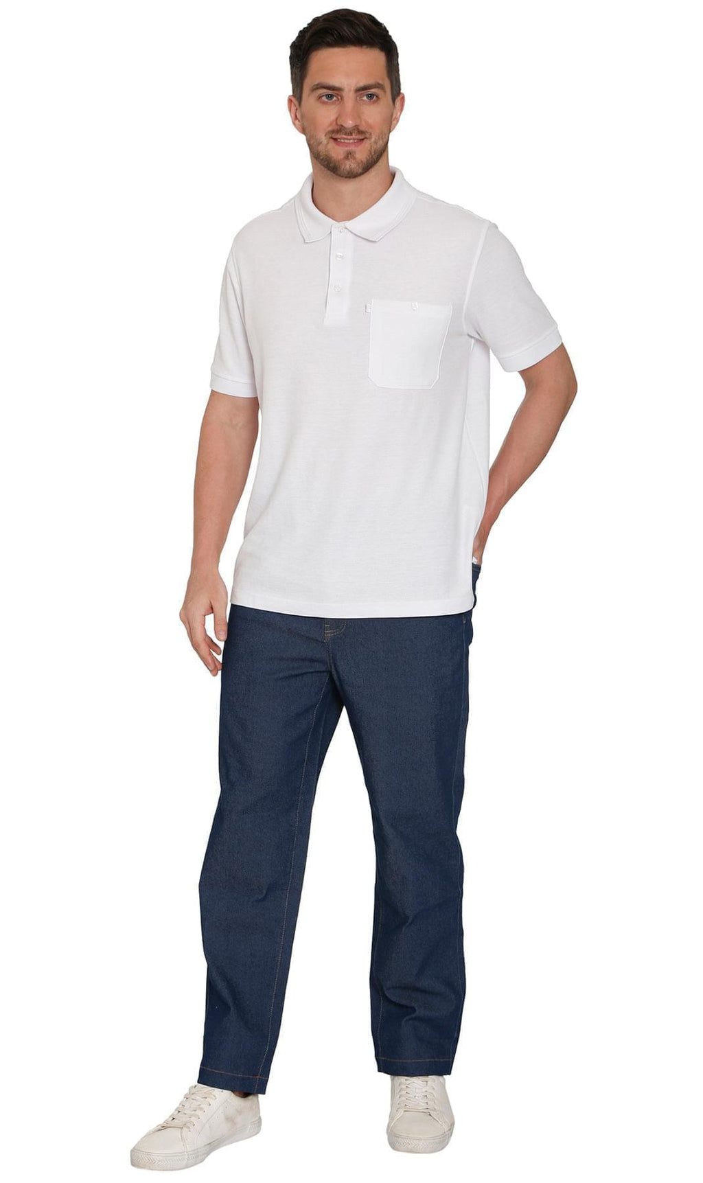 Men's Casual Elastic Waist Denim & Twill Pull on Jeans Pants