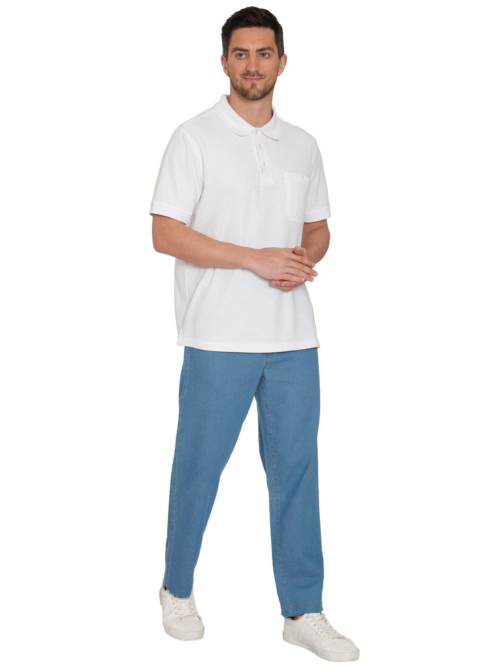 Men's Casual Elastic Waist Denim & Twill Pull on Jeans Pants