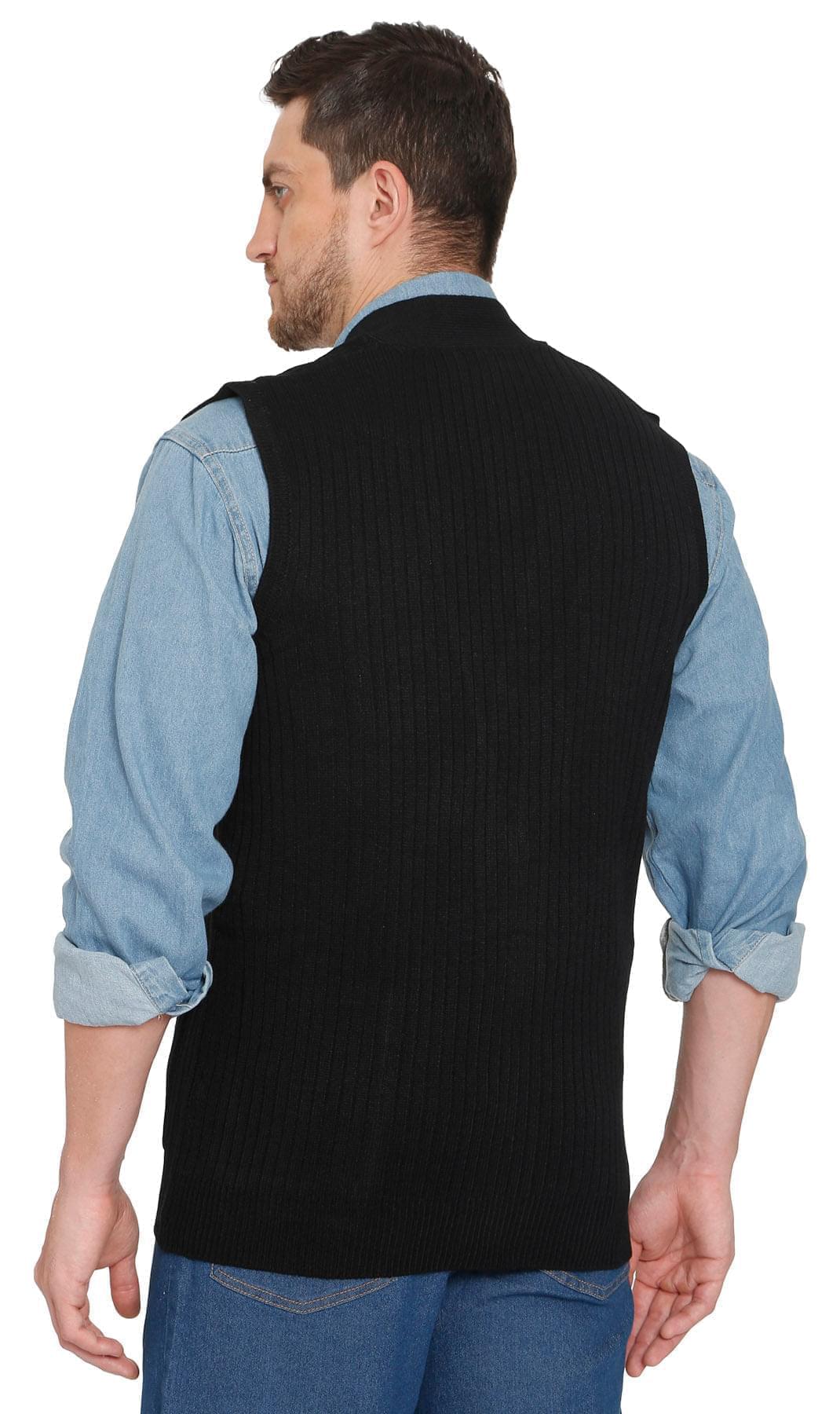 Men's Cashmere-Like Button Front Flat Knit Sweater Vest with front patch pockets