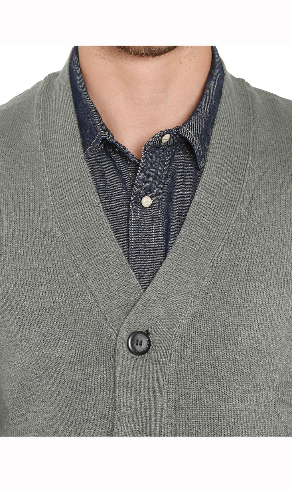 Men's Cashmere-Like Button Front Flat Knit Sweater Vest with front patch pockets
