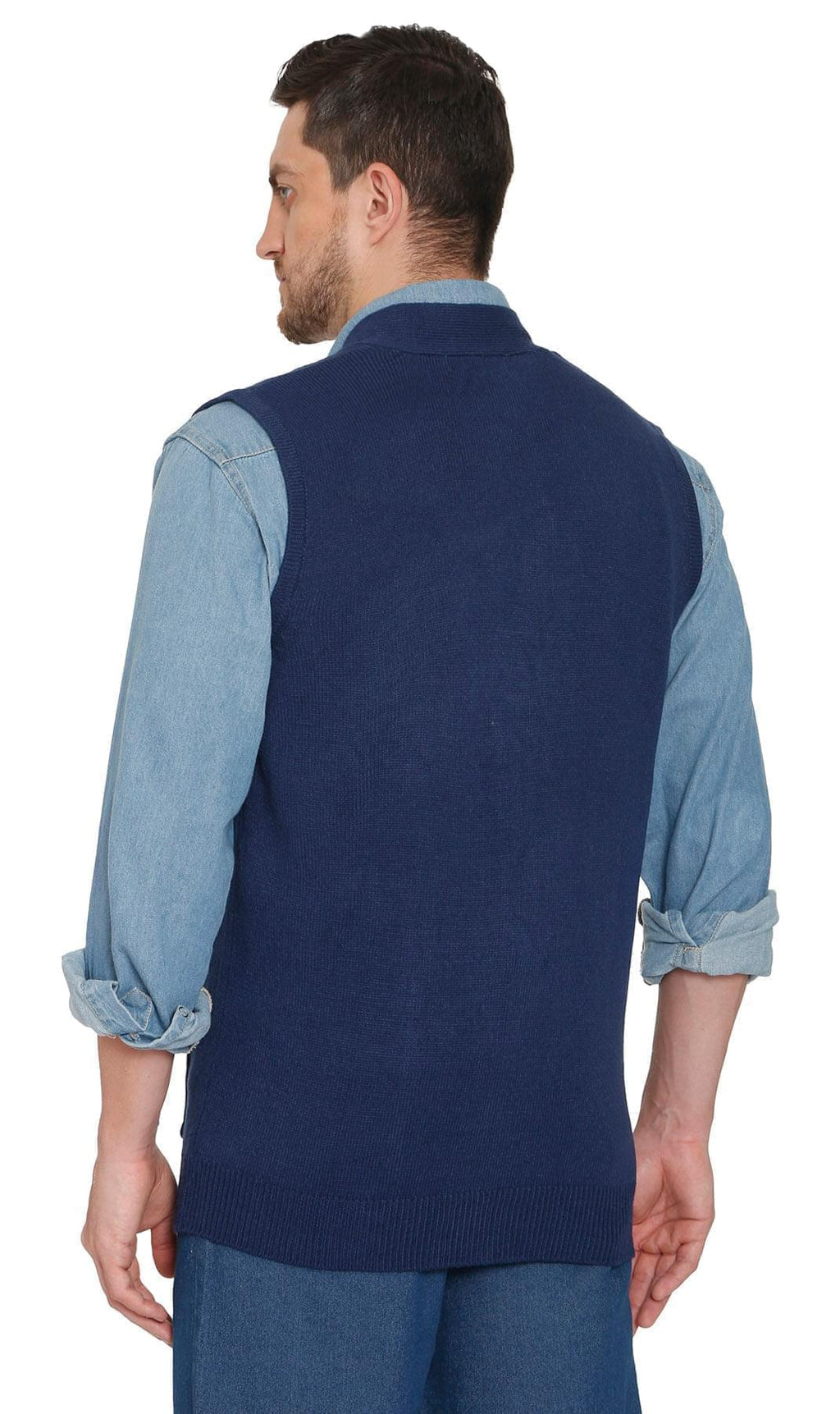 Men's Cashmere-Like Button Front Flat Knit Sweater Vest with front patch pockets