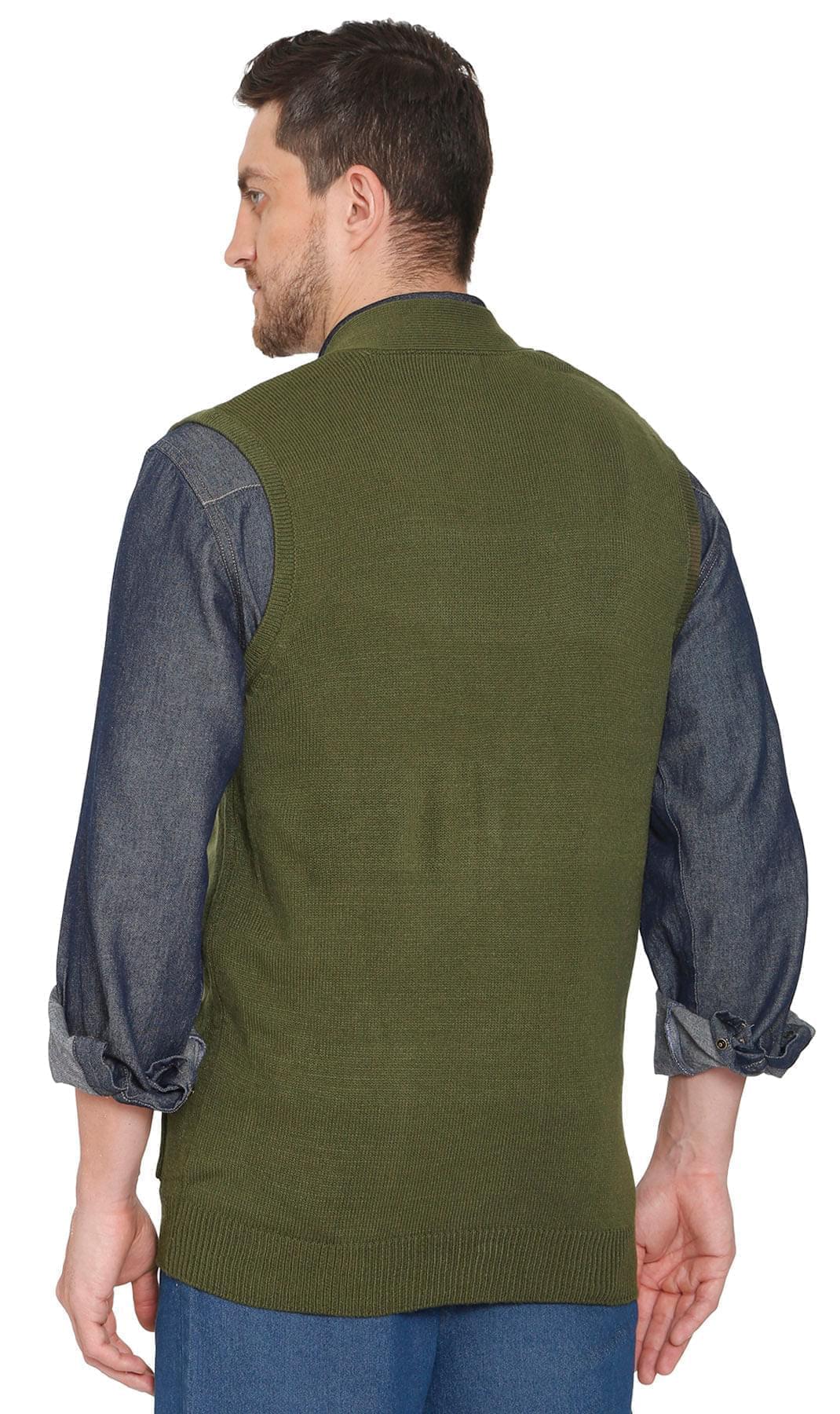 Men's Cashmere-Like Button Front Flat Knit Sweater Vest with front patch pockets
