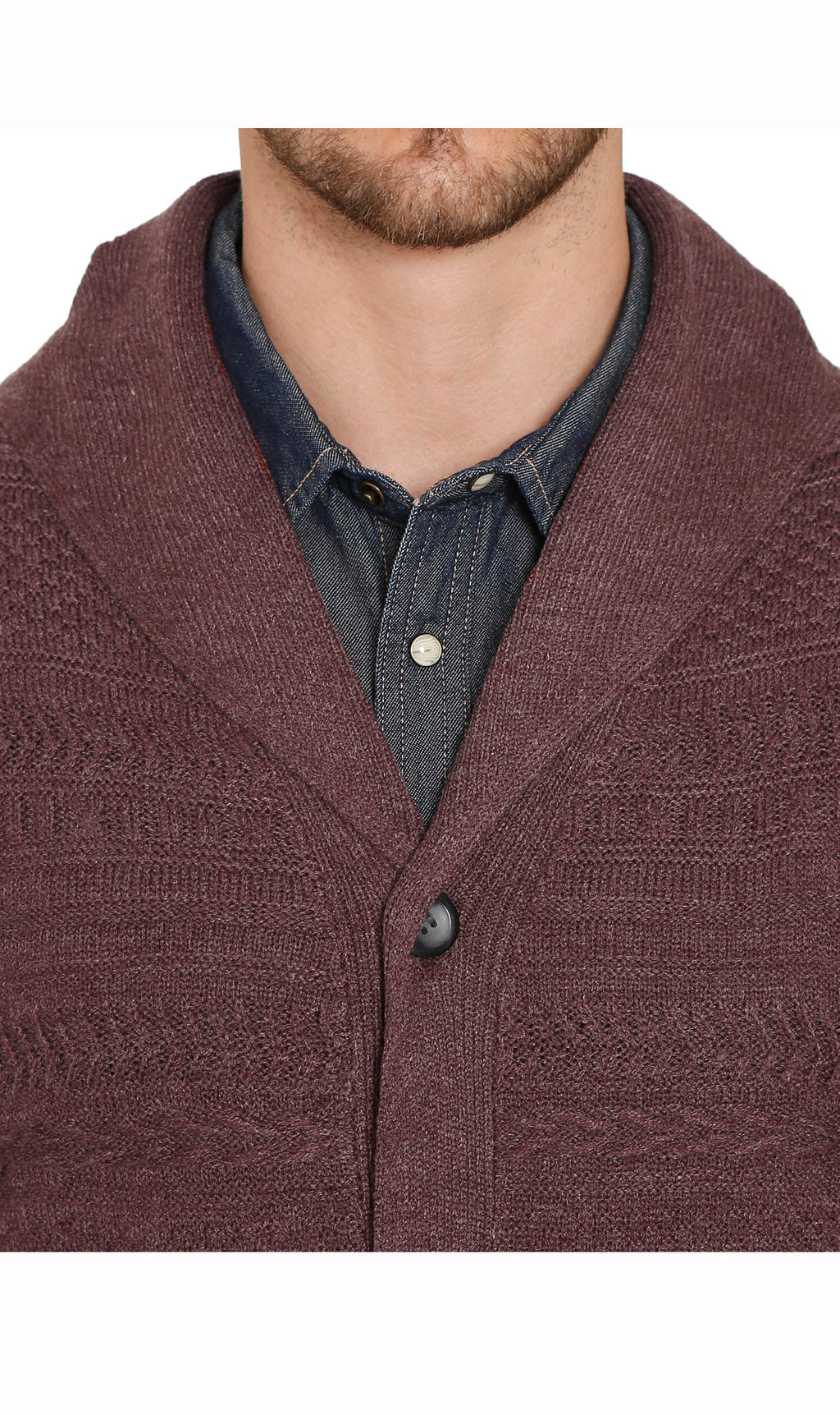 Men's Jacquard Knit Shawl Collar Cardigan Sweater