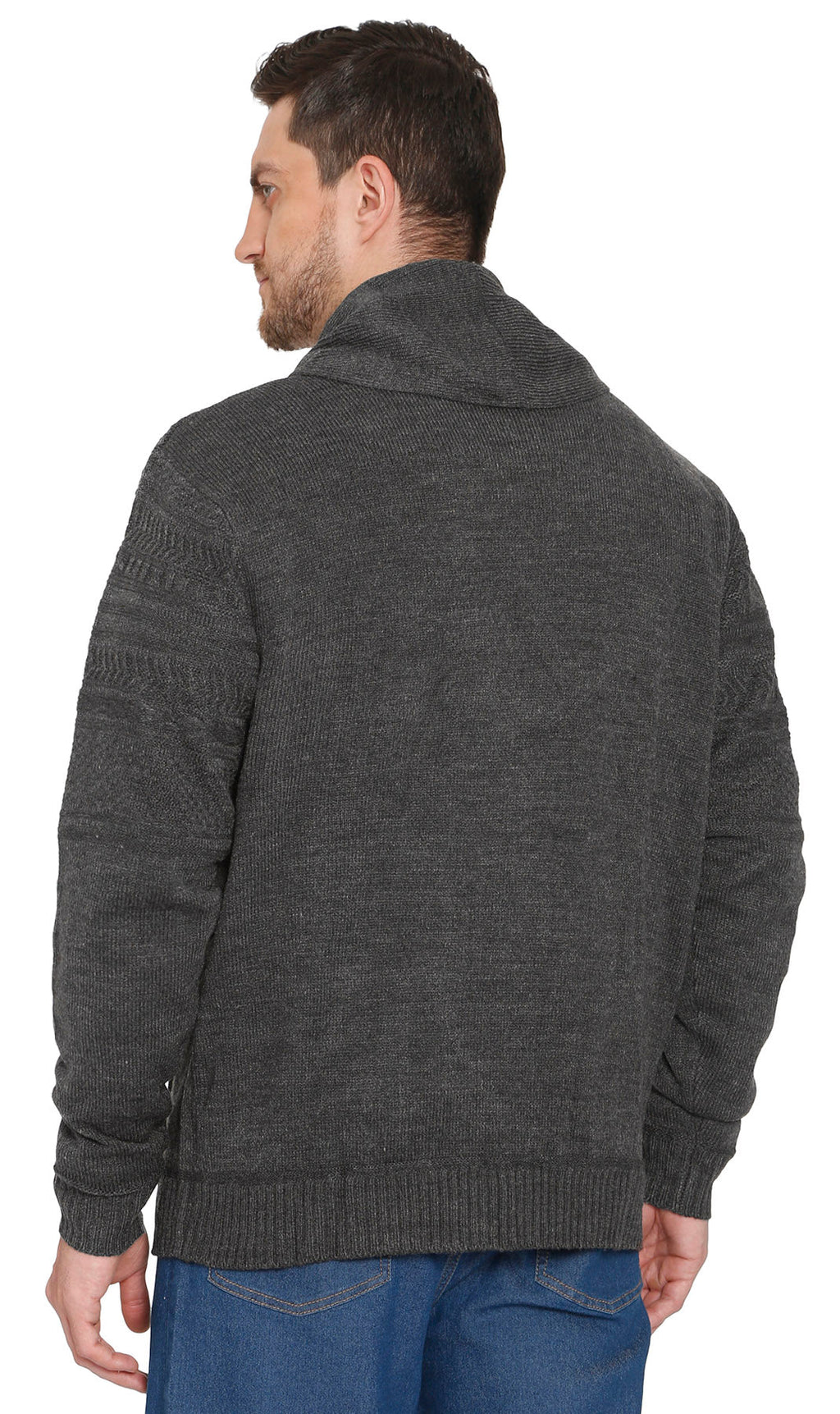 Men's Jacquard Knit Shawl Collar Cardigan Sweater