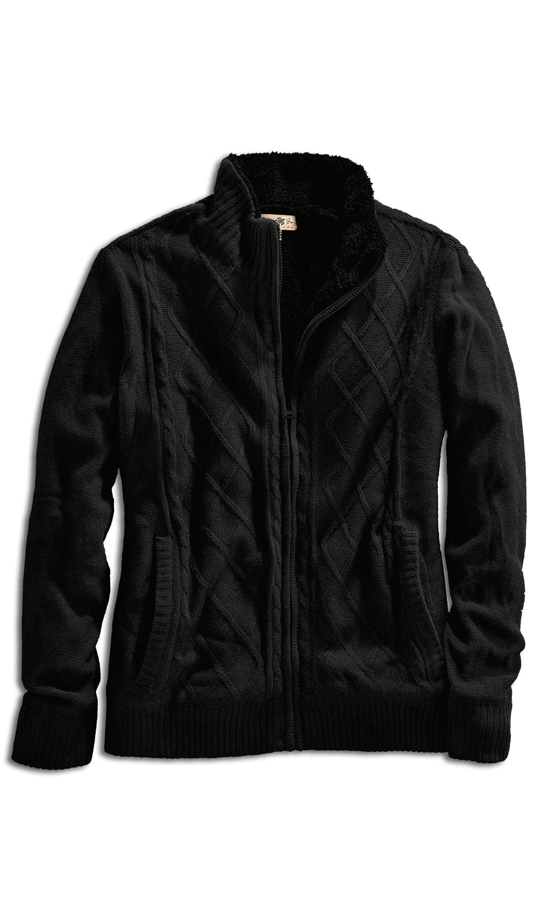 Mens Sherpa Fleece Lined Zip Front Sweater Jacket