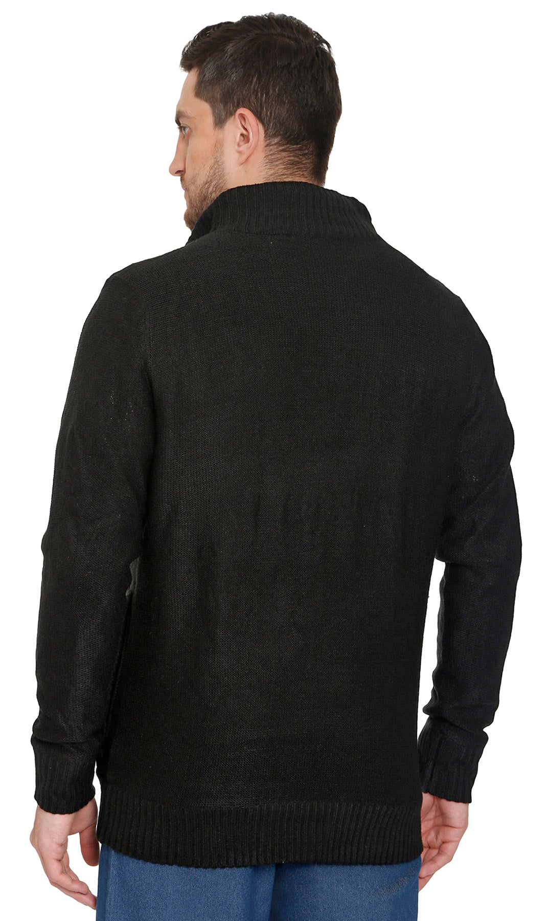 Mens Sherpa Fleece Lined Zip Front Sweater Jacket