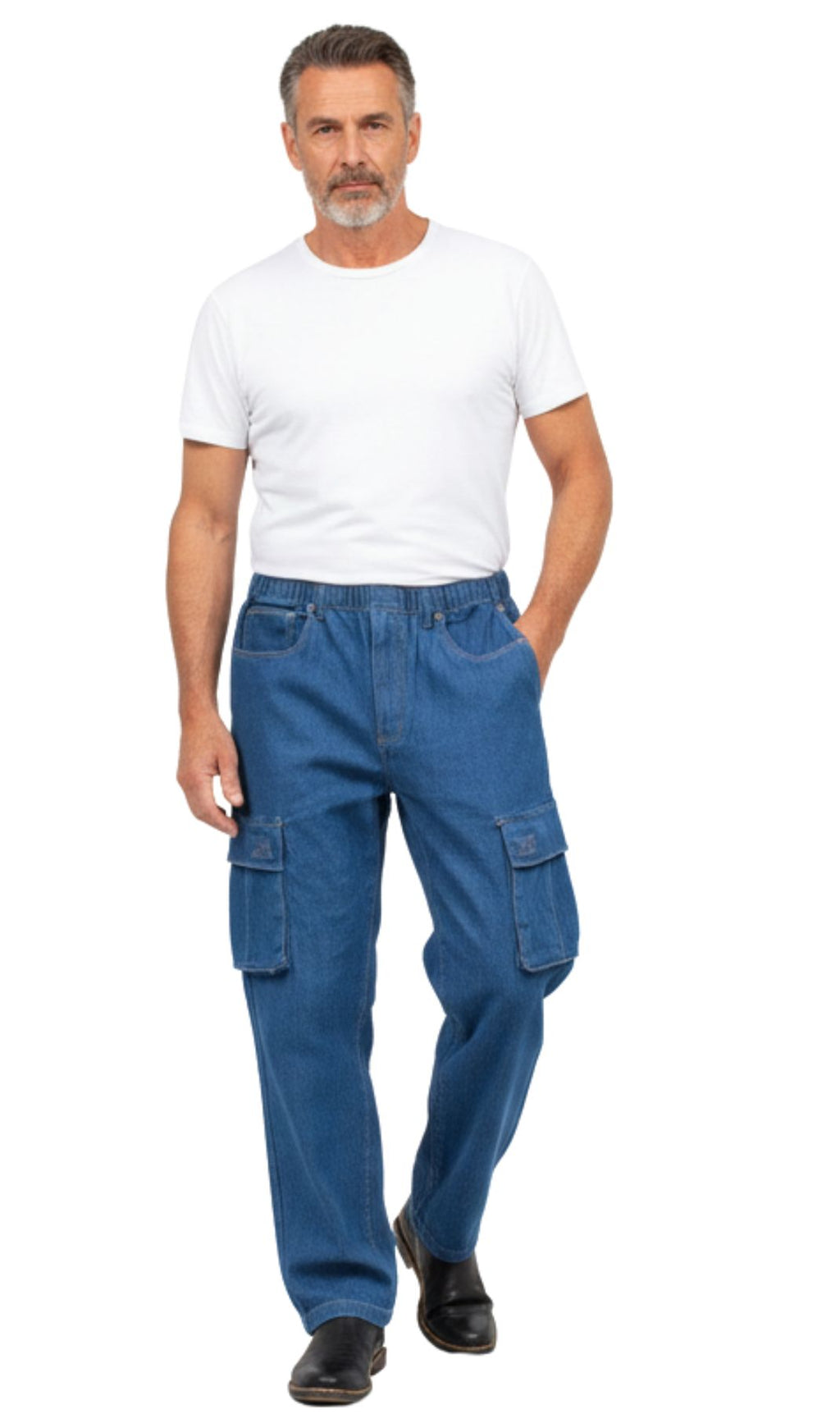 Men's Double Cargo Pocket Pull On Jeans