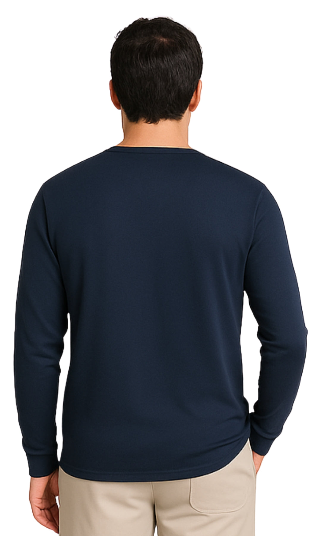 Men's Long Sleeve Henley shirt in cotton blend with 3 Button Placket & Chest Pocket