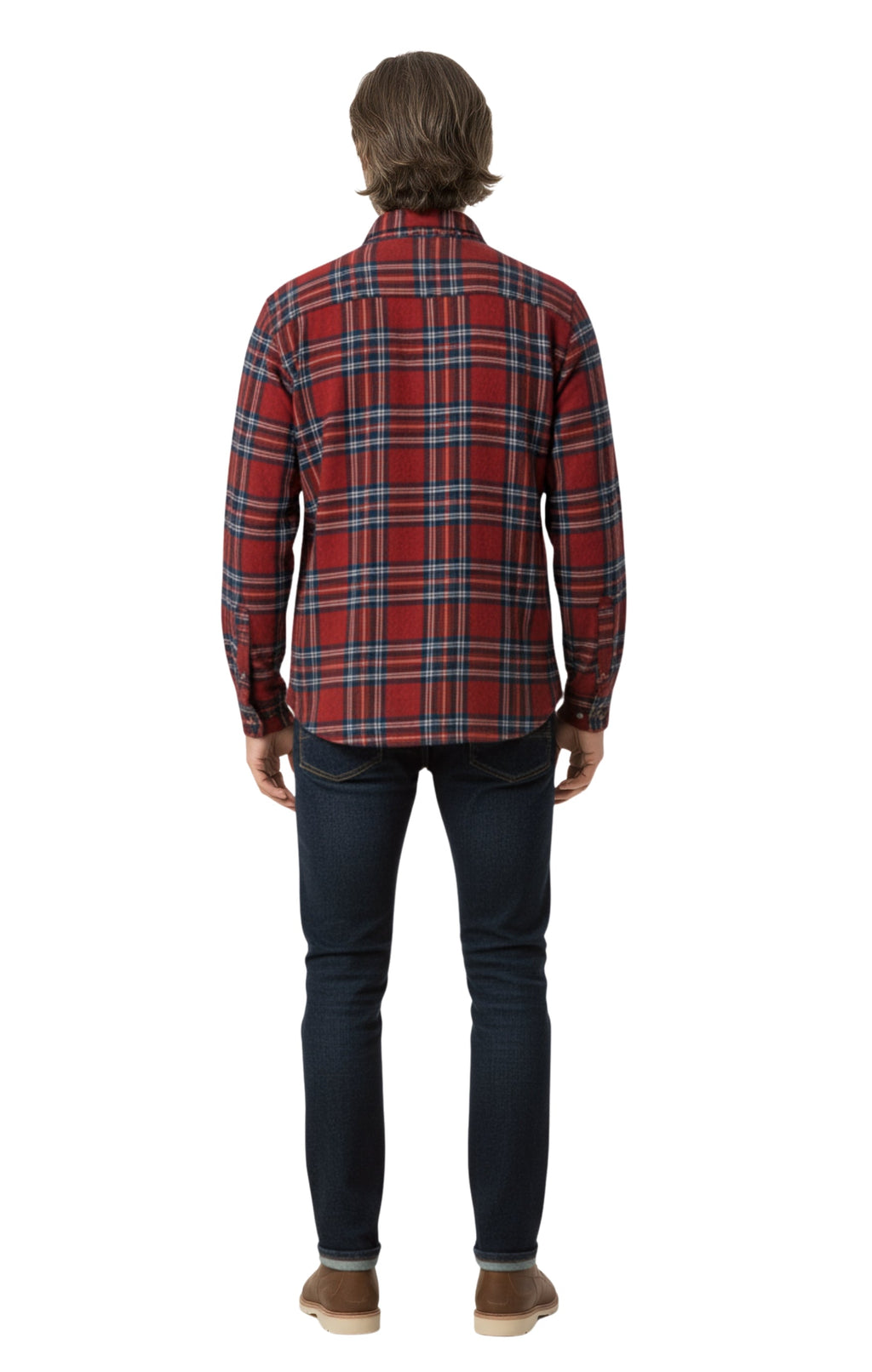 Men's Heathered Fleece Overshirt with Chest Pockets and Tortoise-shell patterned Buttons