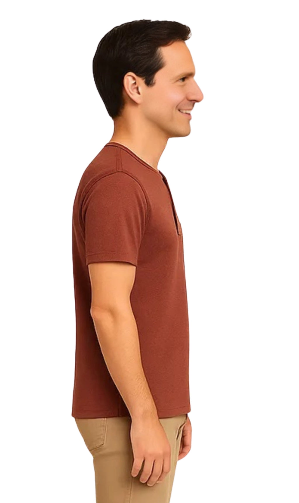 Men's Short Sleeve Henley Relaxed Fit Shirt with Pocket