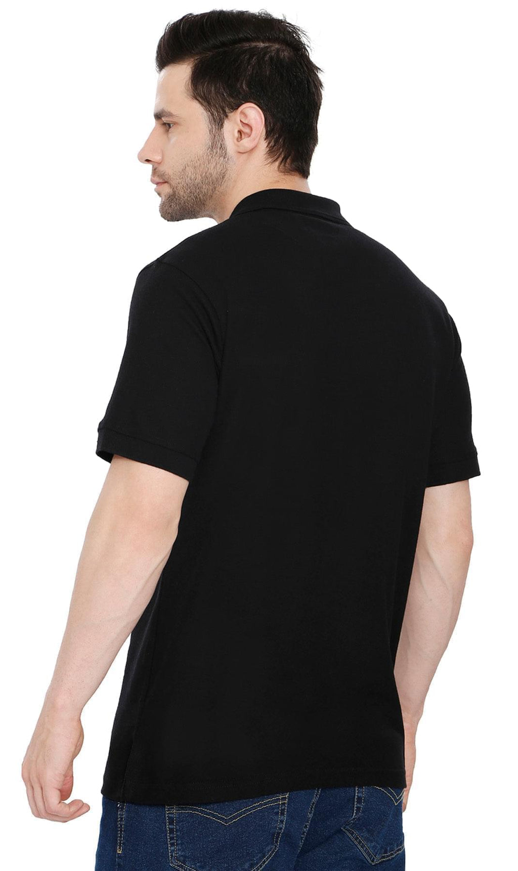 Men's Short Sleeve Pique Polo Shirt in Cotton Blend with Front Pocket