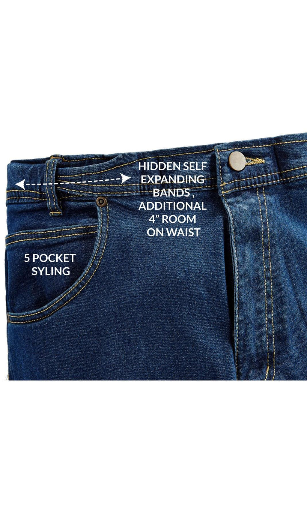 Mens Flex Waist Hidden Stretch Denim Jean