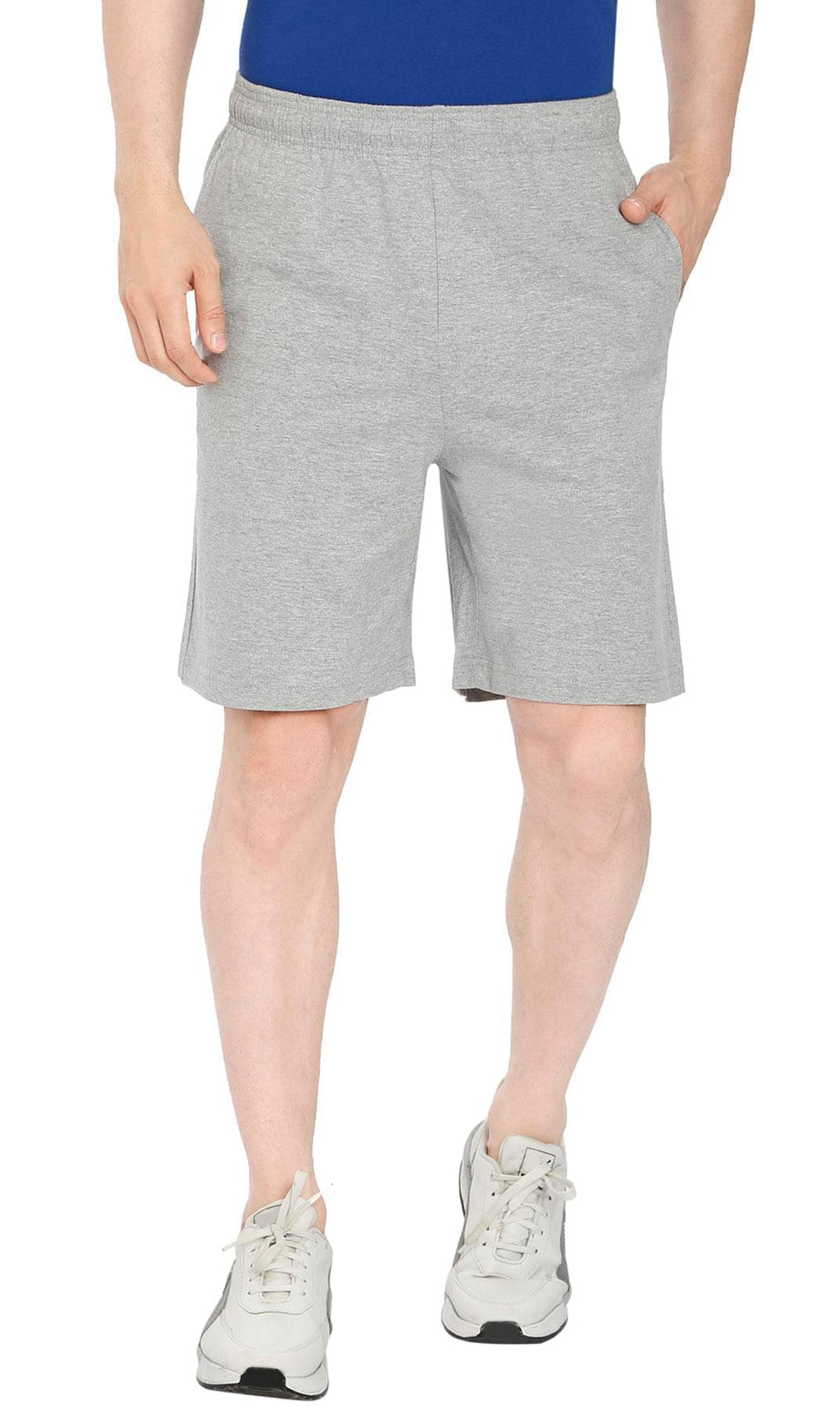 Mens Cotton Knit Shorts with Elastic Waistband and Inner Drawstrings