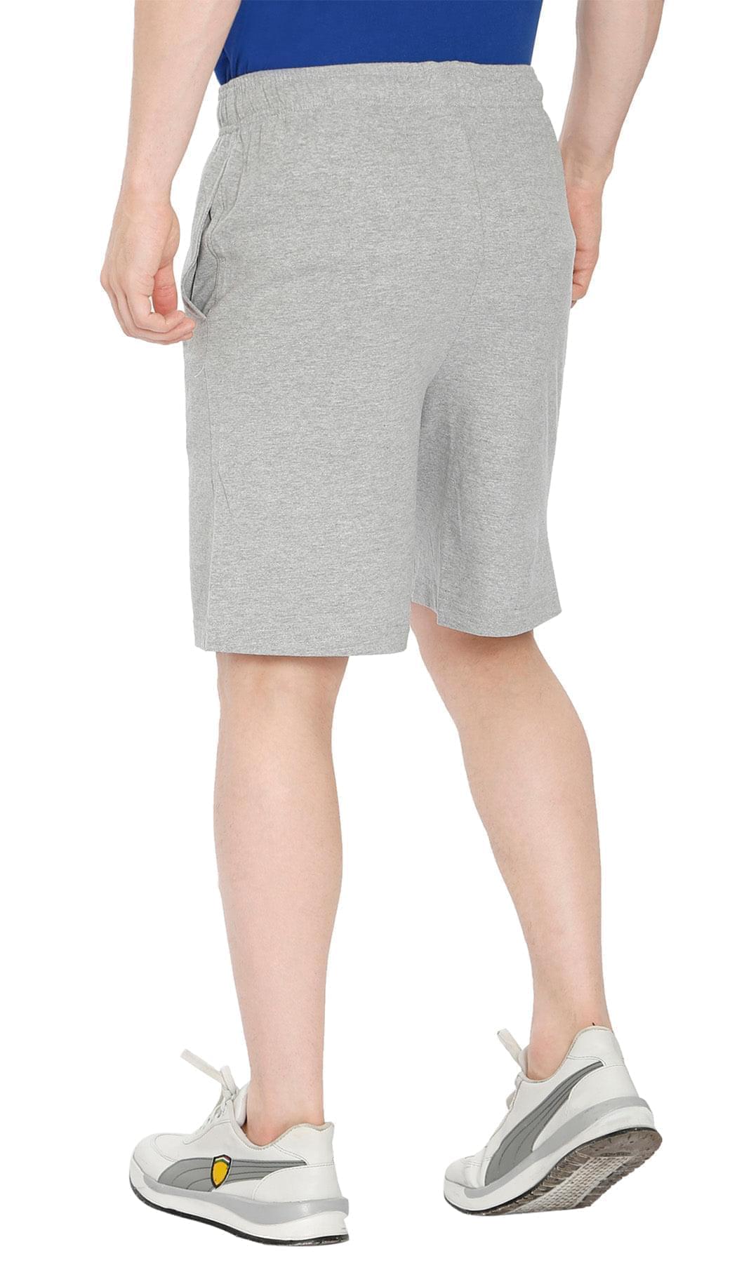 Mens Cotton Knit Shorts with Elastic Waistband and Inner Drawstrings