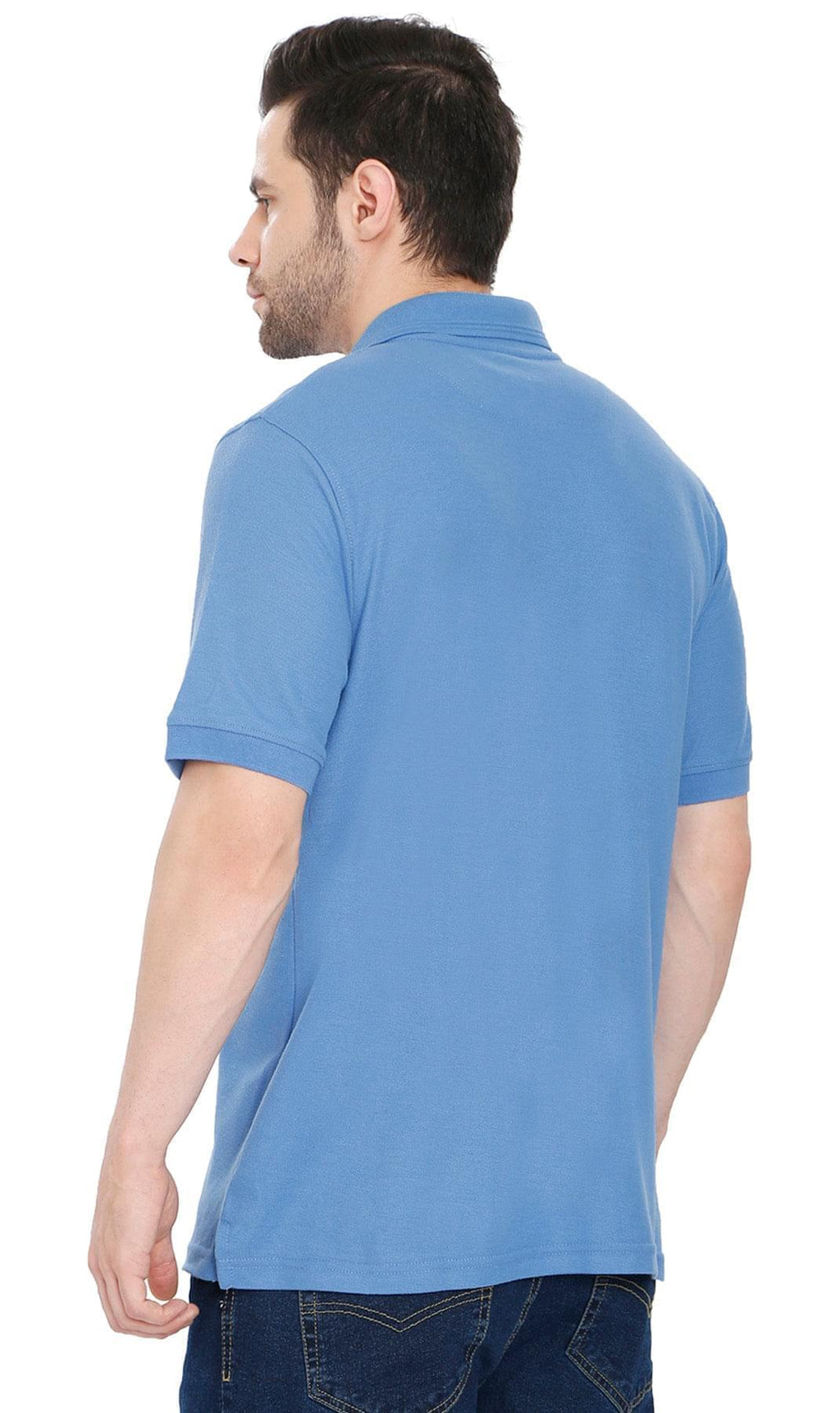 Men's Short Sleeve Pique Polo Shirt in Cotton Blend with Front Pocket