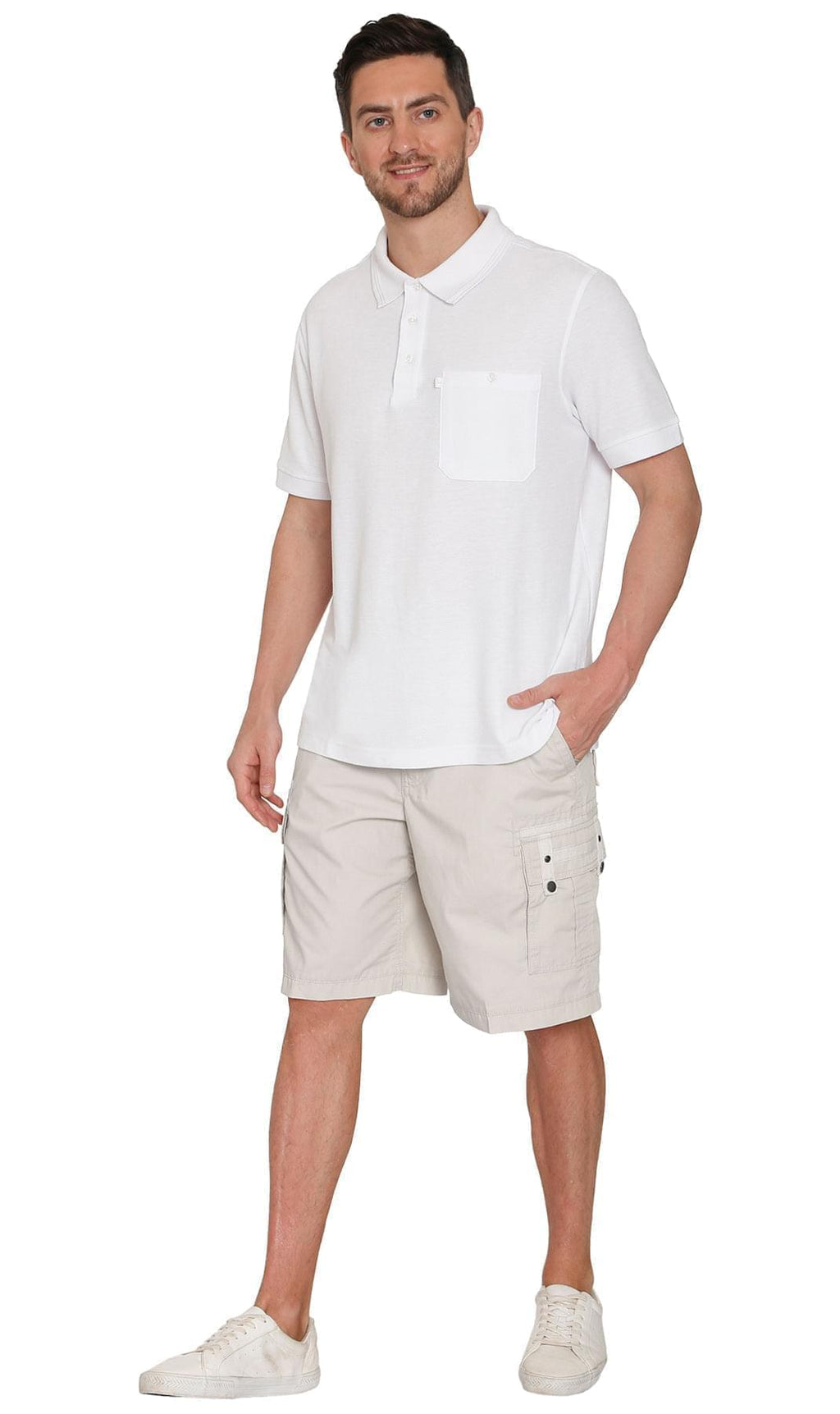 Men's Cargo Shorts with Elastic Waist and Multi Pockets for added comfort