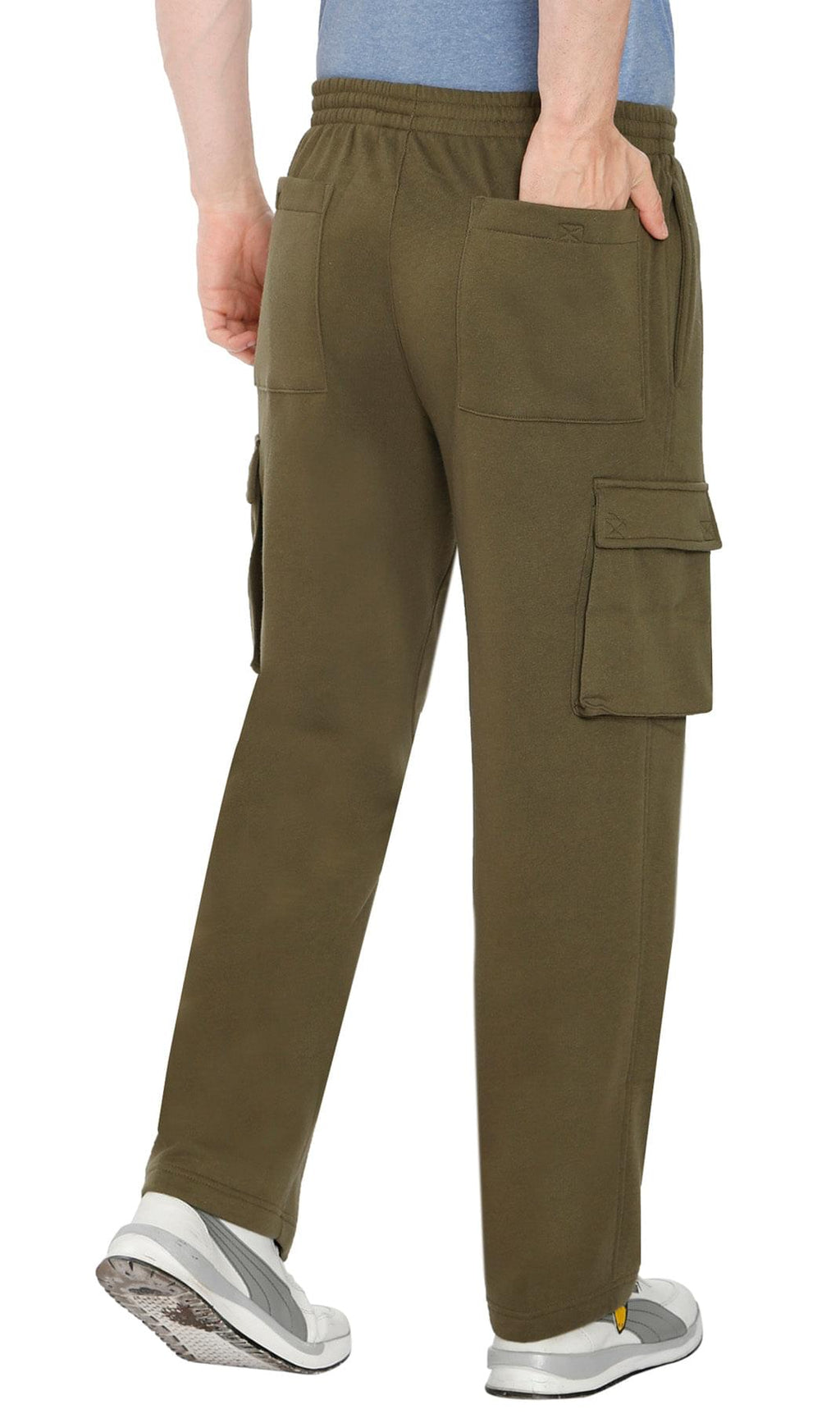 Men's Brushed Fleece Cargo Pants – Comfy Sweatpants with inner drawstrings