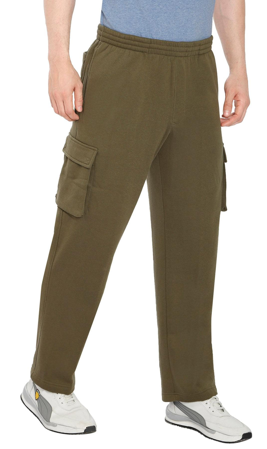 Men's Brushed Fleece Cargo Pants – Comfy Sweatpants with inner drawstrings
