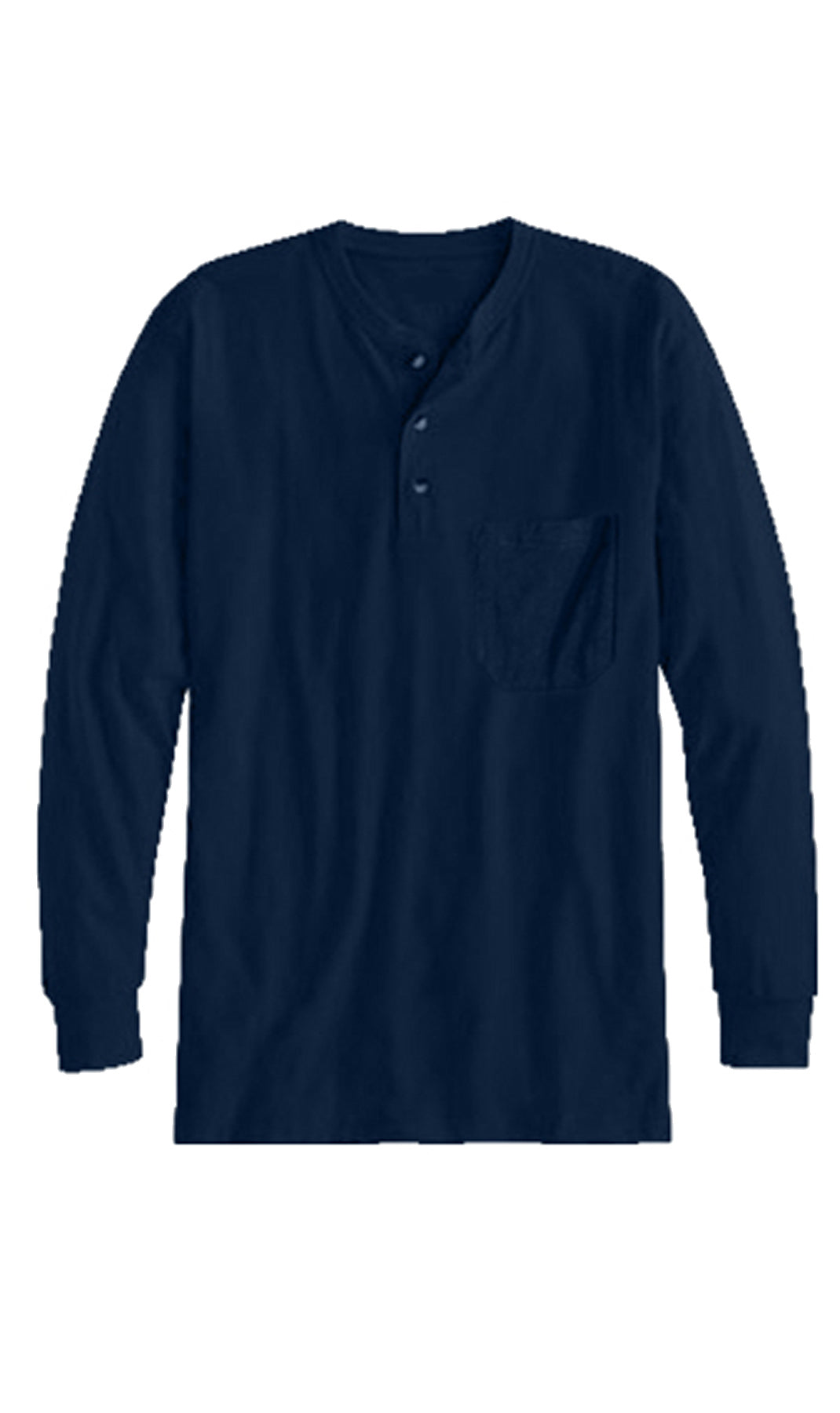 Men's Long Sleeve Henley shirt in cotton blend with 3 Button Placket & Chest Pocket