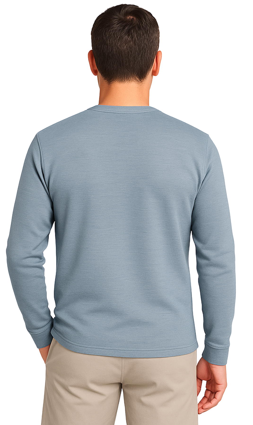 Men's Long Sleeve Henley shirt in cotton blend with 3 Button Placket & Chest Pocket