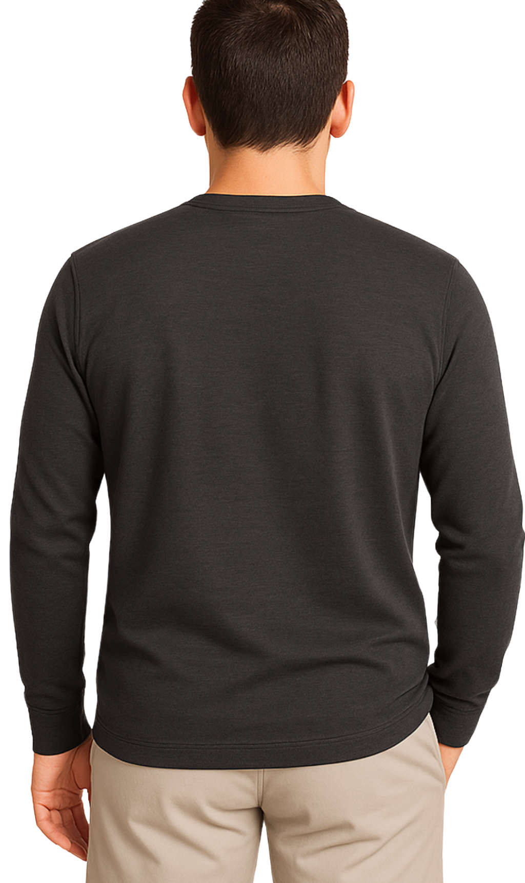Men's Long Sleeve Henley shirt in cotton blend with 3 Button Placket & Chest Pocket