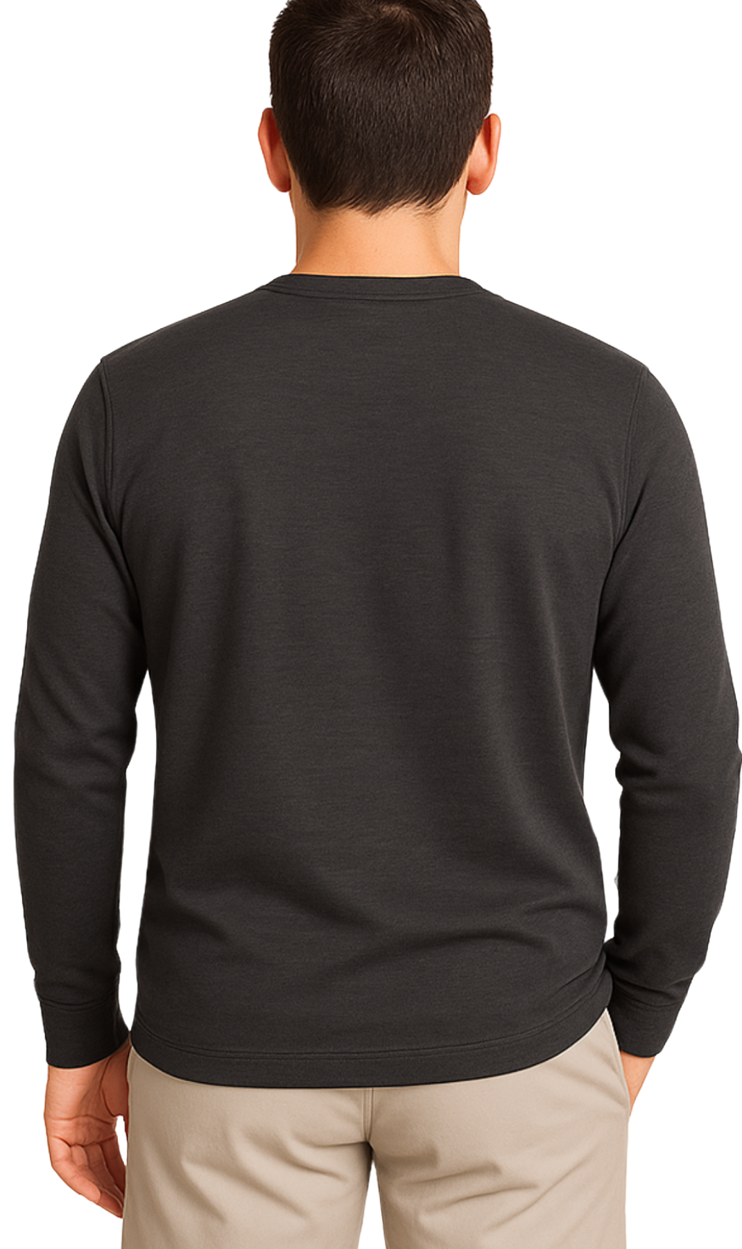 Men's Long Sleeve Henley shirt in cotton blend with 3 Button Placket & Chest Pocket