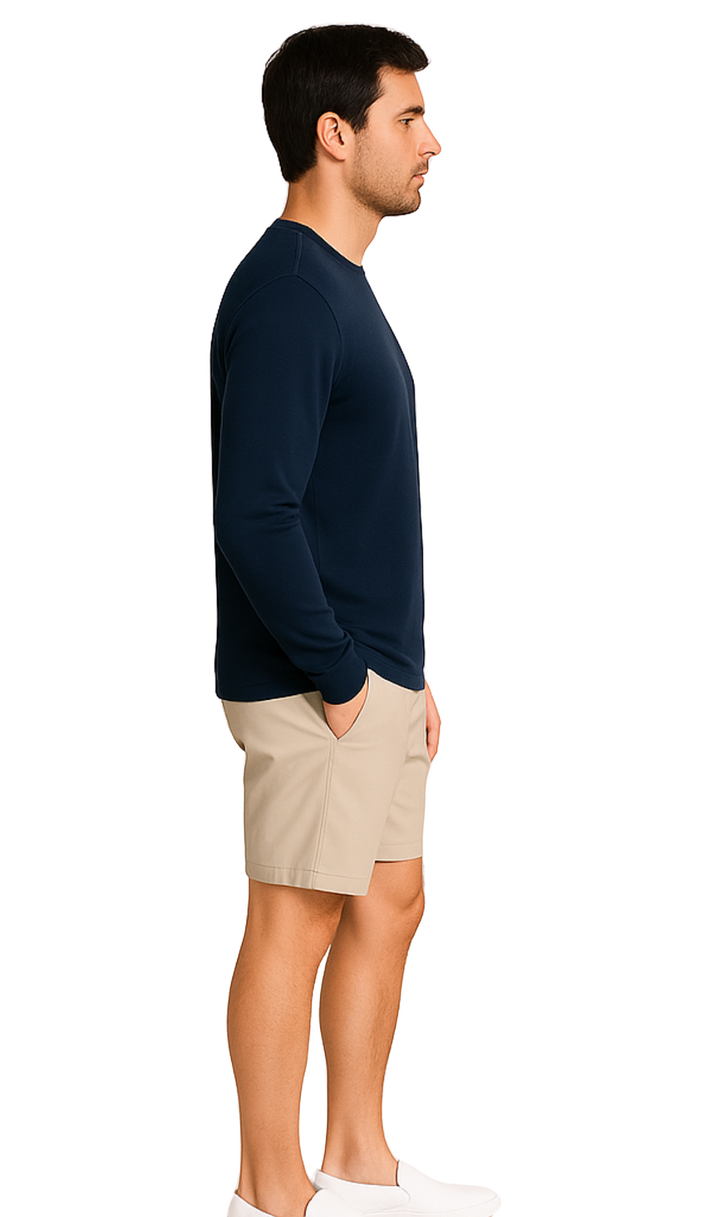 Men's Long Sleeve Henley shirt in cotton blend with 3 Button Placket & Chest Pocket