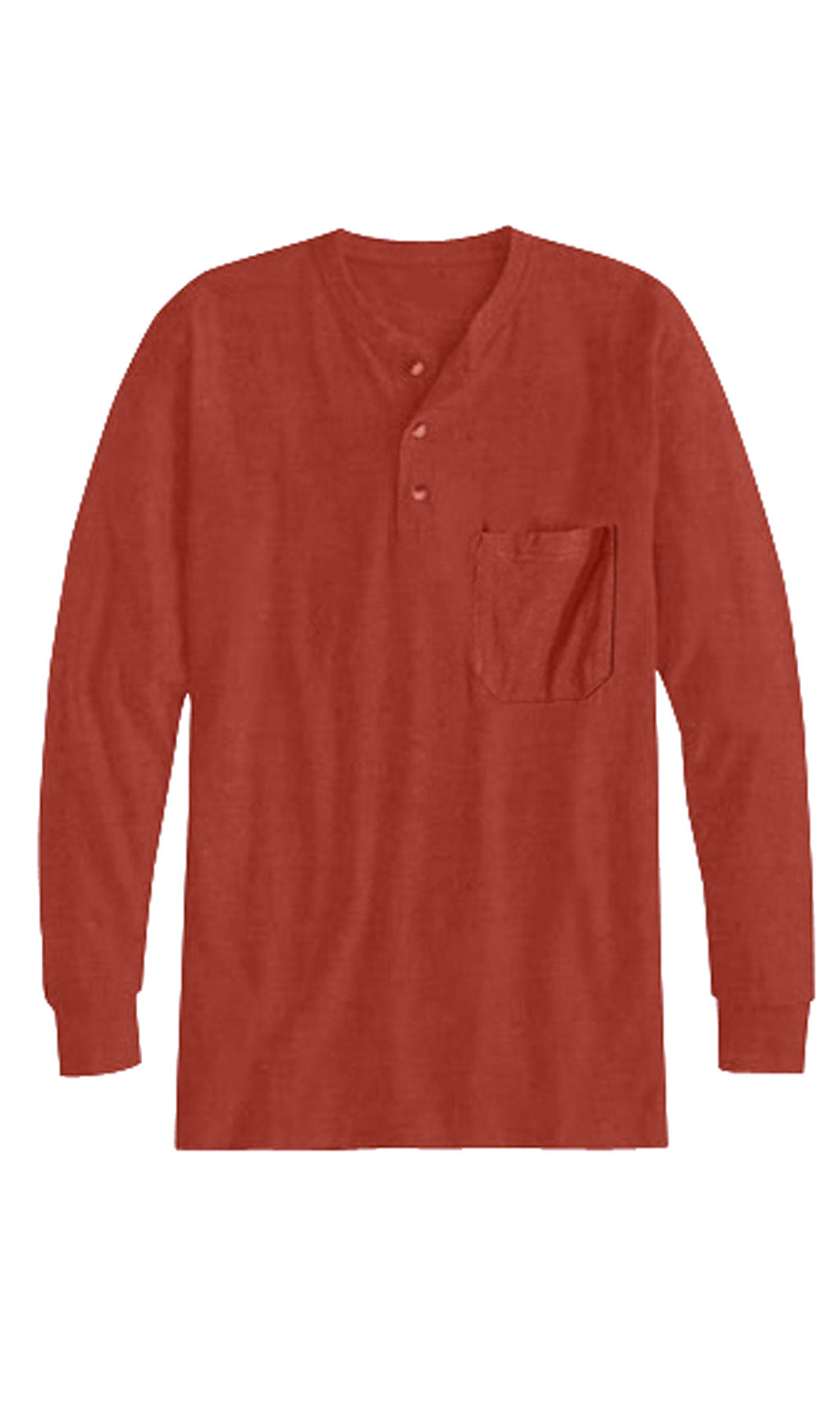 Men's Long Sleeve Henley shirt in cotton blend with 3 Button Placket & Chest Pocket