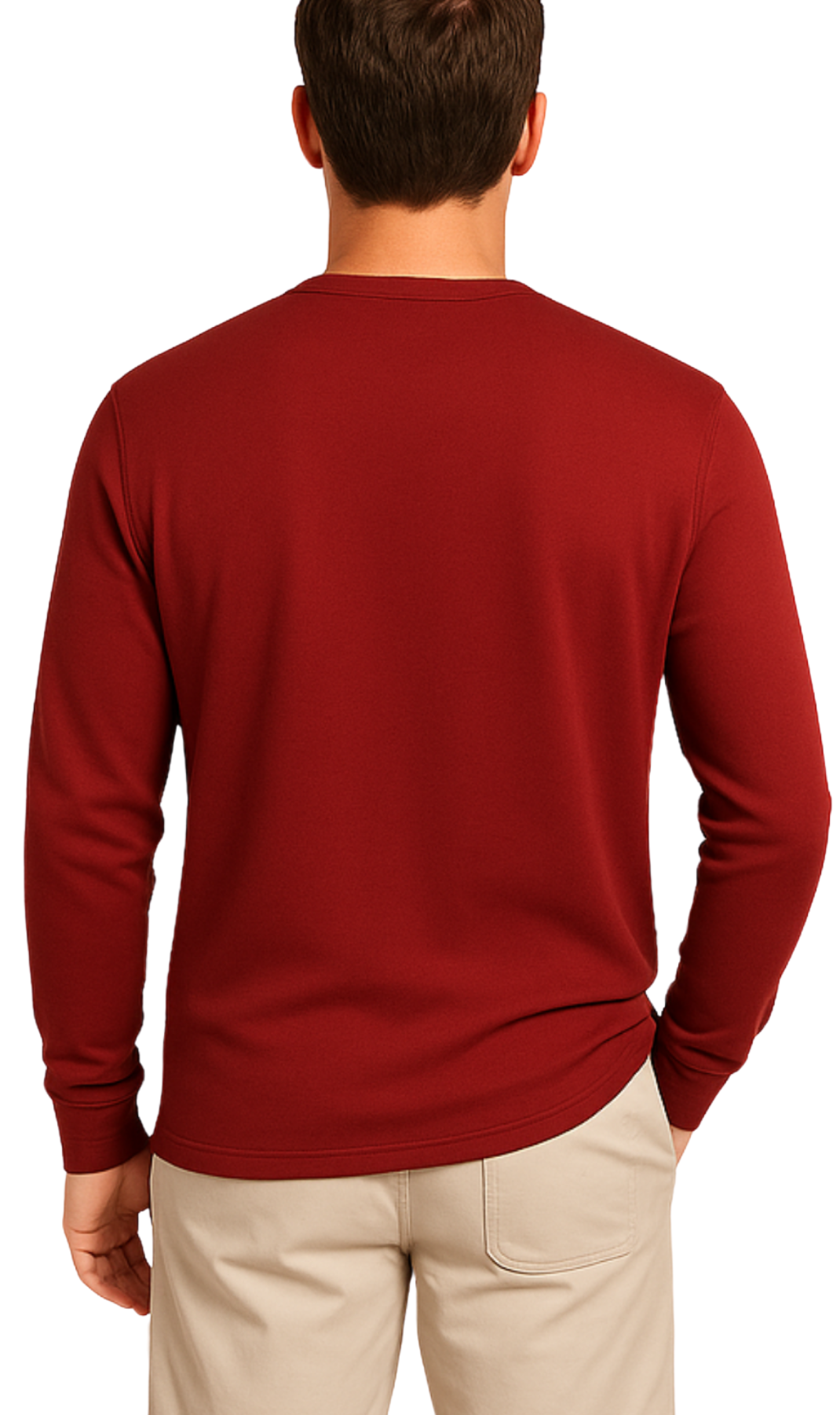 Men's Long Sleeve Henley shirt in cotton blend with 3 Button Placket & Chest Pocket