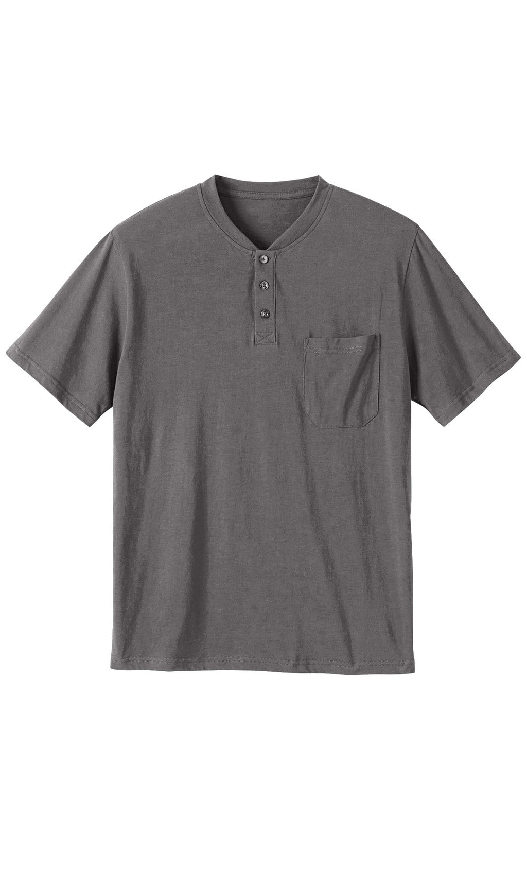 Men's Short Sleeve Henley Relaxed Fit Shirt with Pocket