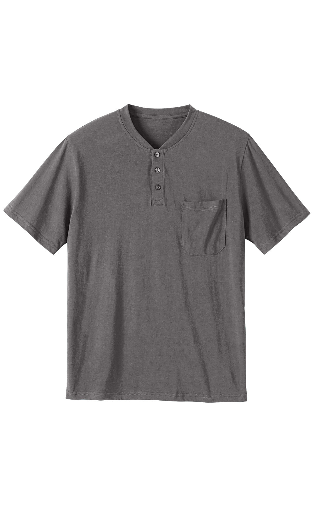 Men's Short Sleeve Henley Relaxed Fit Shirt with Pocket